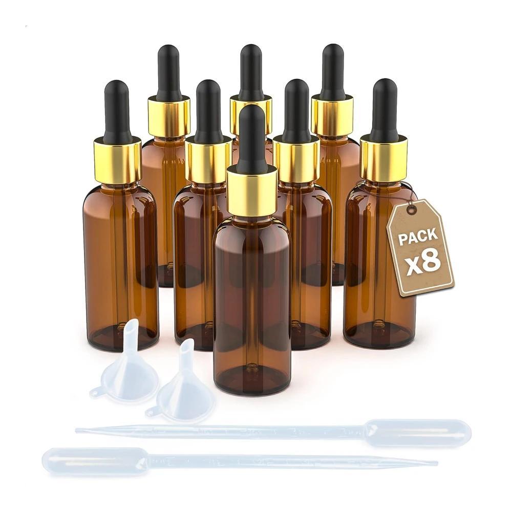 TEMU LG Luxury & Grace de cristal ámbar con cierre dorado y negra Pack 8 x 30 ml - 107 x 33 mm