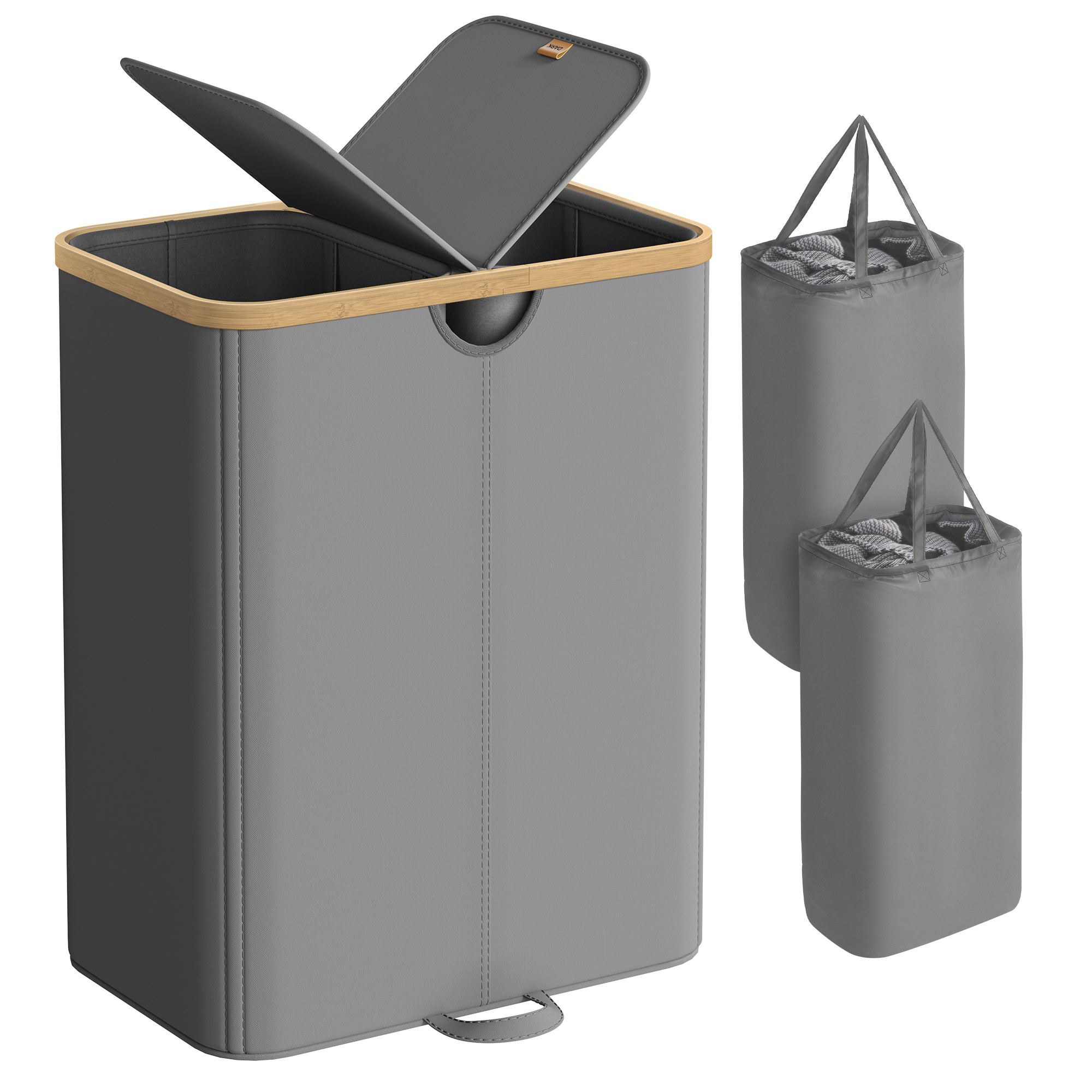 TEMU Laundry Basket 2 Compartments, 150 L Laundry Collector With Lid, Laundry Basket, Laundry Bin, Removable Laundry Bags, For Laundry Room