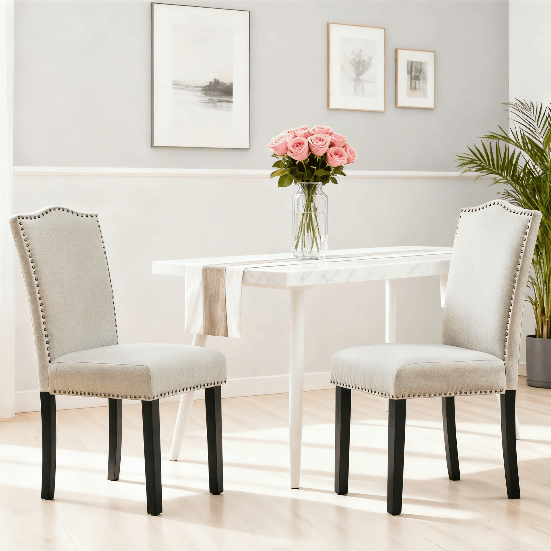 TEMU Costoffs 2pcs Dining Chairs, Tall Chairs, Modern Chairs Fabric Upholstered Dining Chairs Elegant Kitchen Chairs Armless Chair With Adjustable