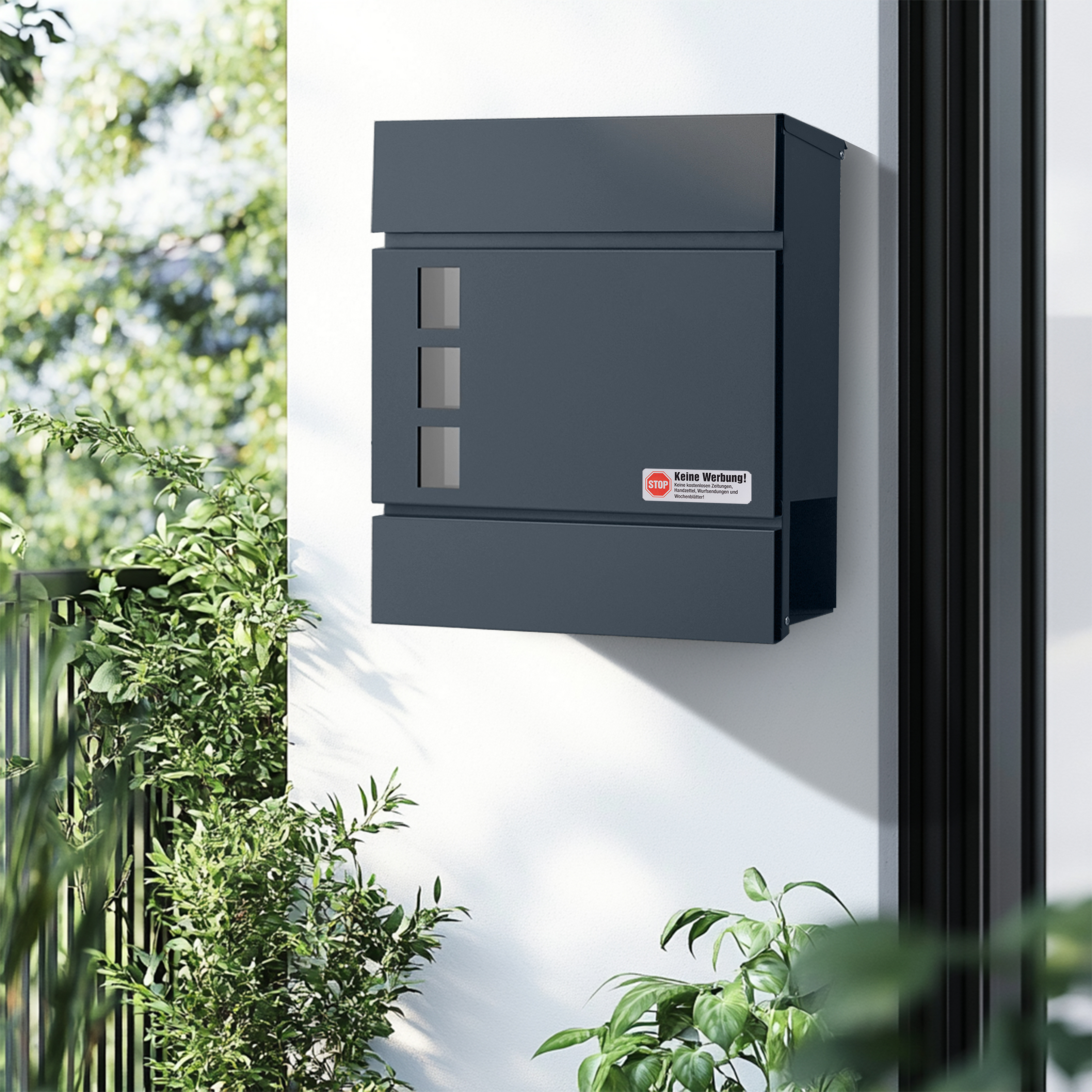 Xxl Wall-mounted Mailbox With Newspaper Compartment, Includes 4 Keys And Lock, Large Mailbox 10.5 X 37 X 37 Cm