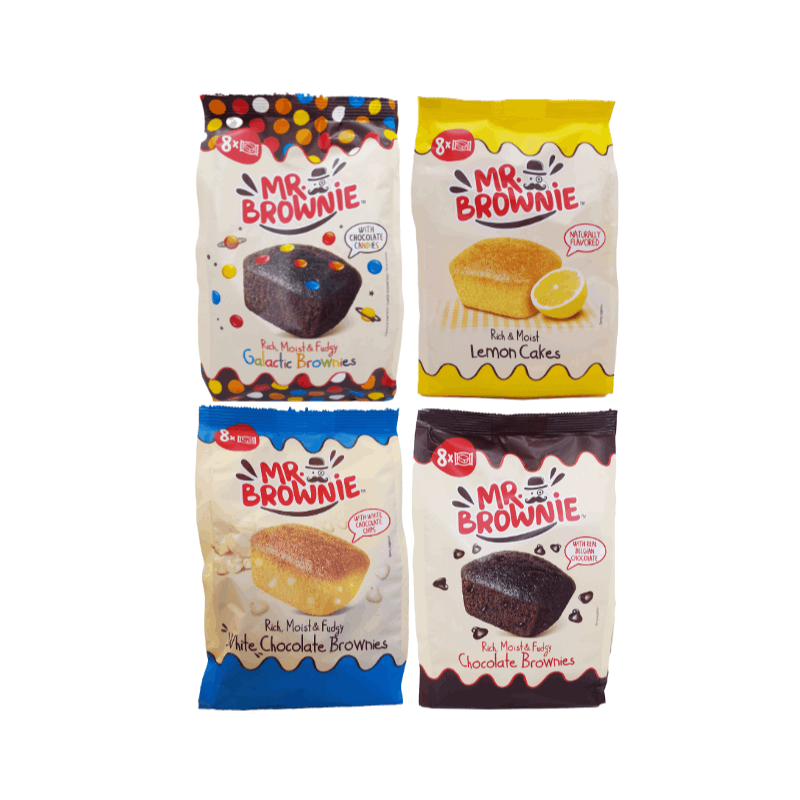 Image of Mr. Brownie 4 X 200g | Chocolate Brownies | Galactic Brownies| Lemon Brownies | White Chocolate Brownies | 8pcs Of Pastry Per Package