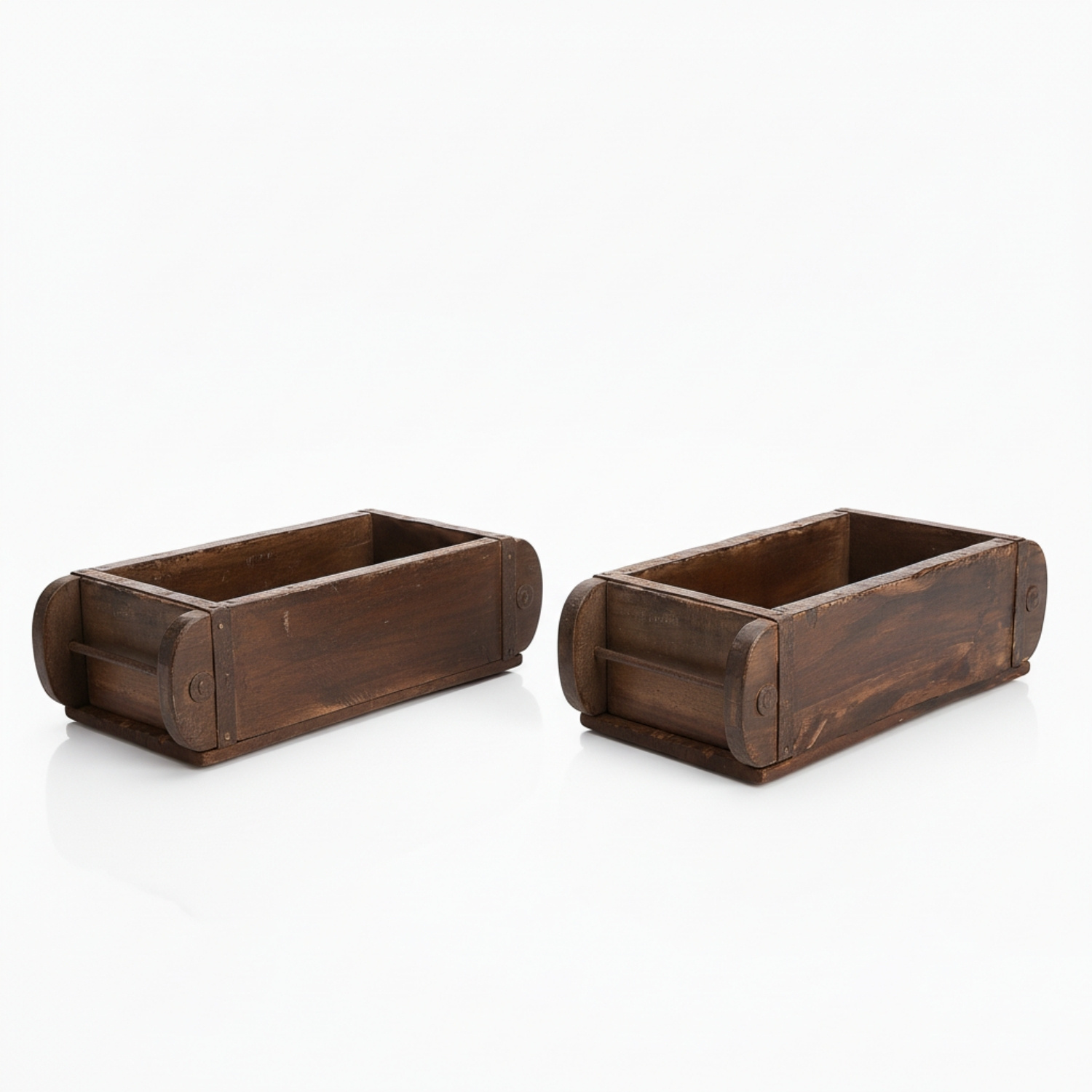 2x Wooden Brick-shaped Vintage Box
