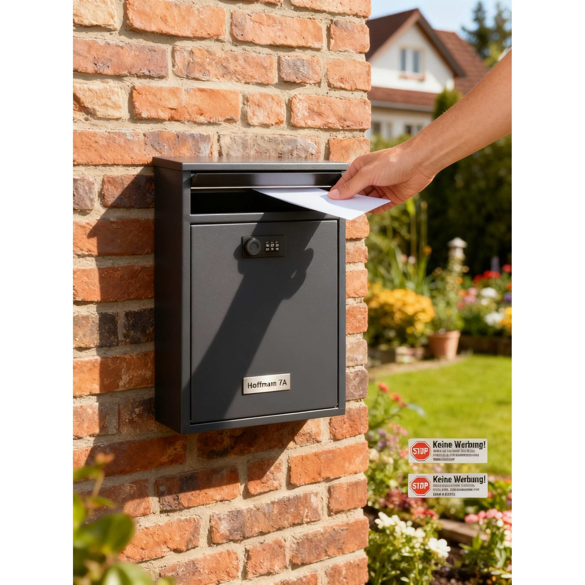Weatherproof & Lockable Wall-mounted Mailbox With Combination Lock – Modern Metal Outdoor Mailbox, Fits C4 Envelopes (8.5 X 26 X 35 Cm) (includes Customizable Nameplate Engraving)
