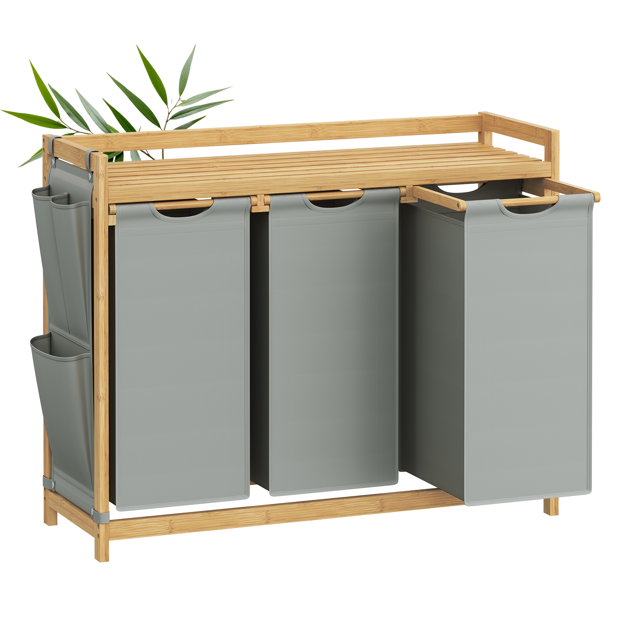 TEMU 150l Laundry Basket, Laundry Collector, 3-compartment Laundry Basket, Laundry Sorter With Storage, Storage Box, , Laundry Shelf