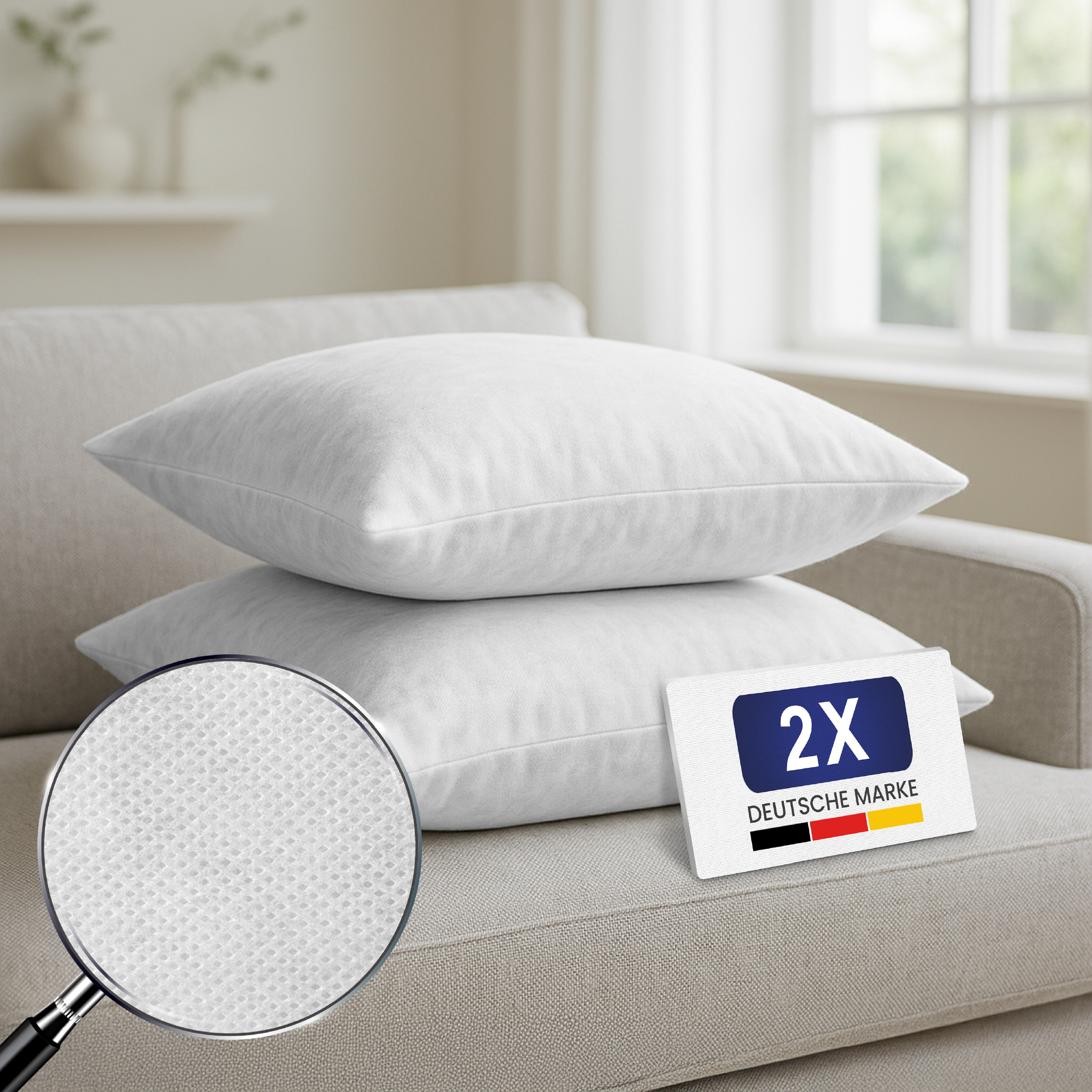TEMU 2er Set Kopfkissen – Vielseitige Füllkissen für Bett & Sofa Weiche Kissen mit langlebiger Polyesterfüllung – als Dekokissen, Sofakissen oder