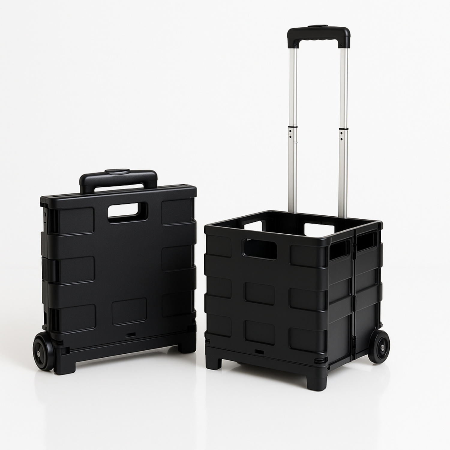 Image of Foldable Shopping Trolley, Up To 35kg Capacity With Telescopic Handle - Foldable Shopping Crate, Transport Box With Wheels, Tool Trolley, Cleaning Cart, Transport Crate, Tool Cart, Transport Trolley