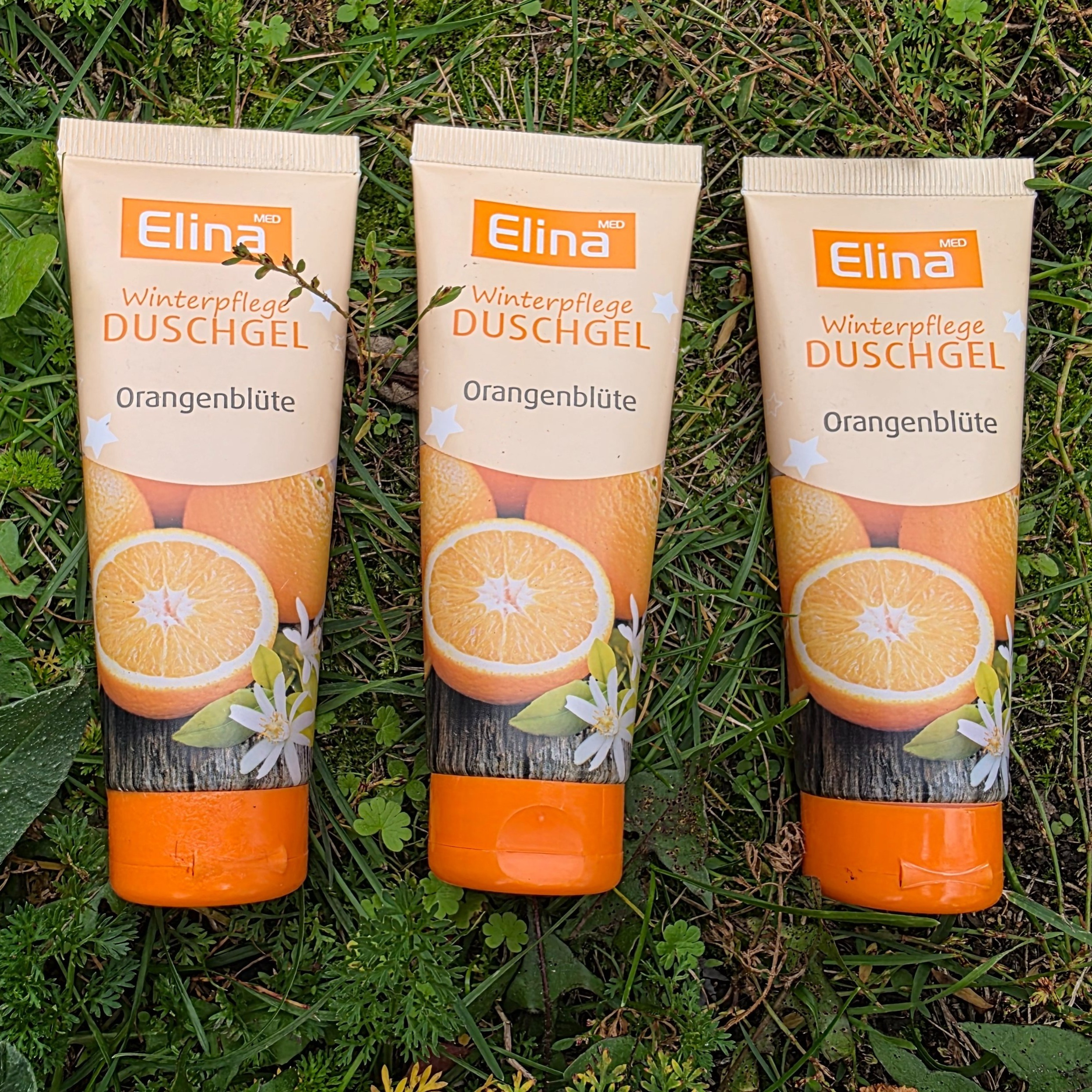 Image of Elina With Winter Care Shower Gel Orange 3x 75 Ml Tube Moisturizing Ideal For Winter Snow And Christmas Merry Christmas Suitable As A Gift Idea