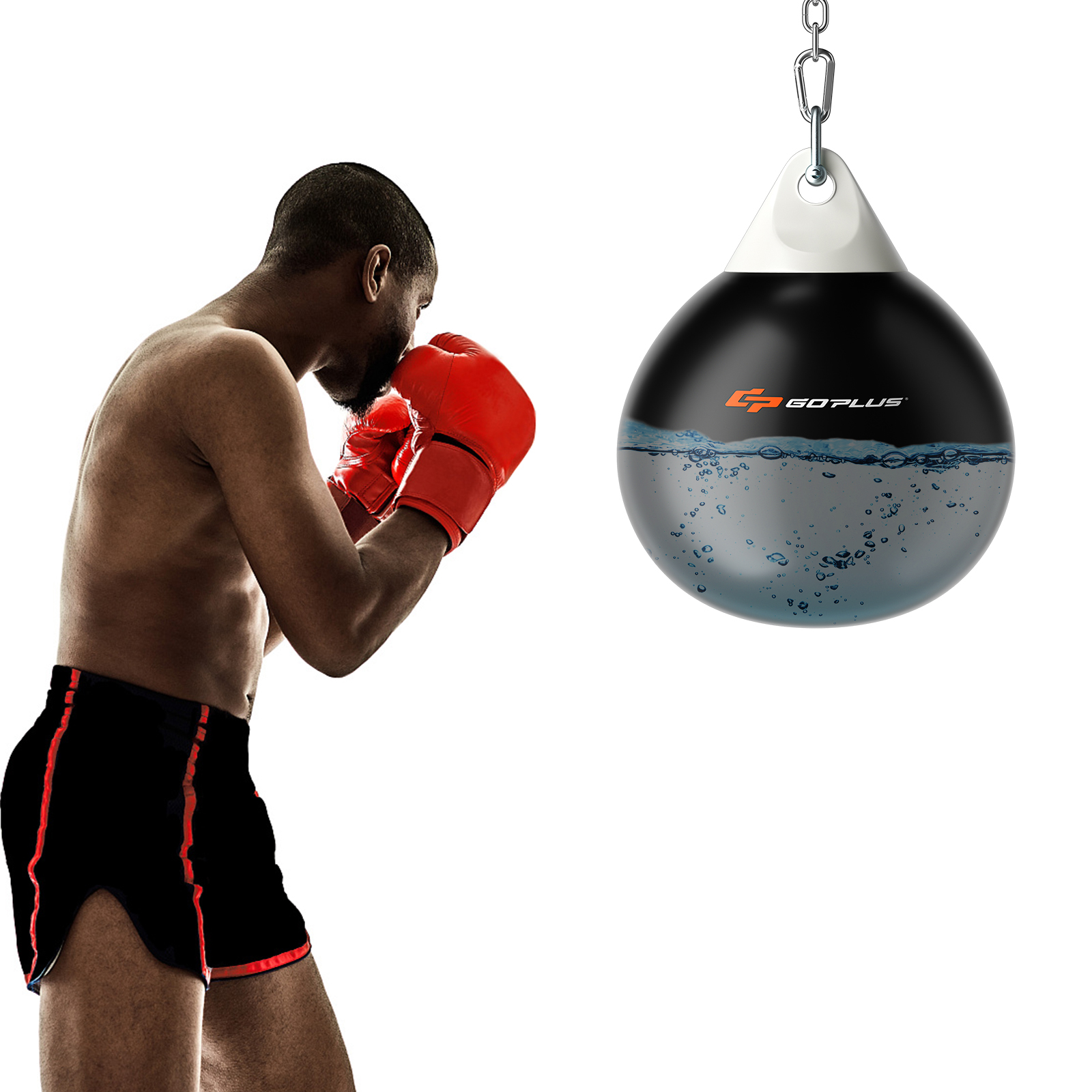 Bag, 18" 110 Pound Heavy Punching Bag With Adjustable Metal Chain, Insurance Buckles