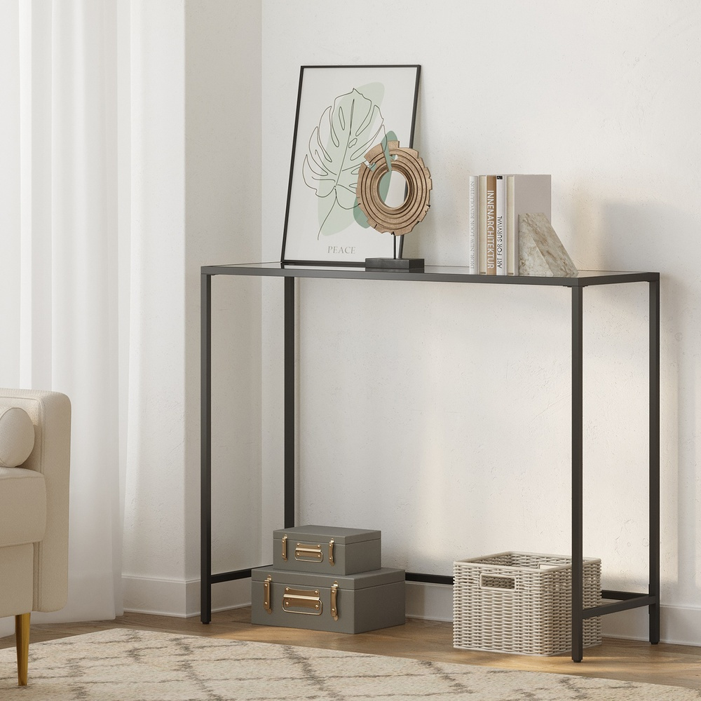 Console Table, Sofa Table, Side Table, Tempered Glass Surface, Adjustable Legs, For Living Room, Hallway