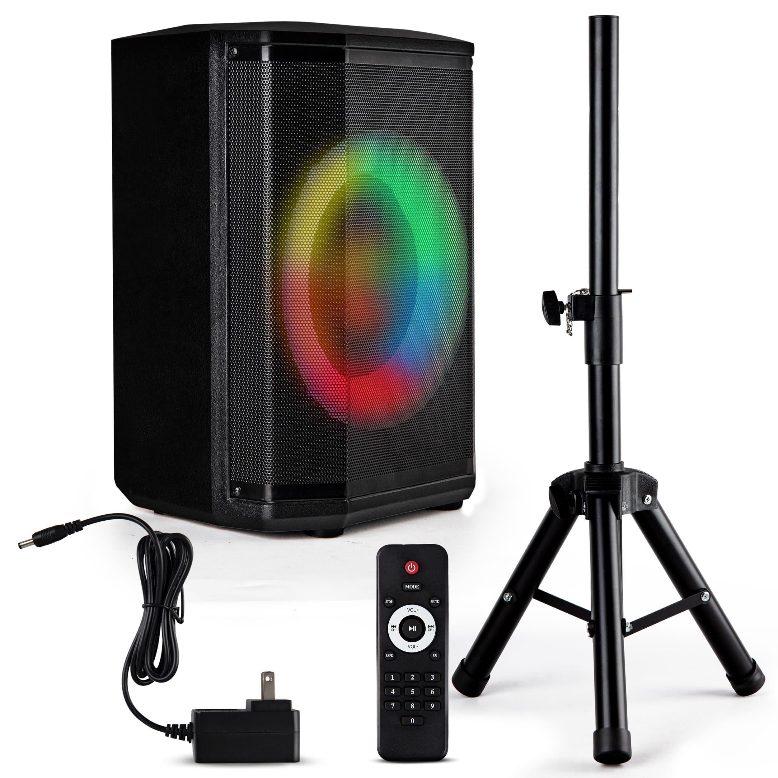 Image of Portable Bluetooth Speaker With 8-inch Subwoofer, Tws Function, Microphone Input, Usb//fm Radio, Colorful Ring Lights, 120w Battery, Stand, Sound, Suitable For Indoor And Outdoor Use.