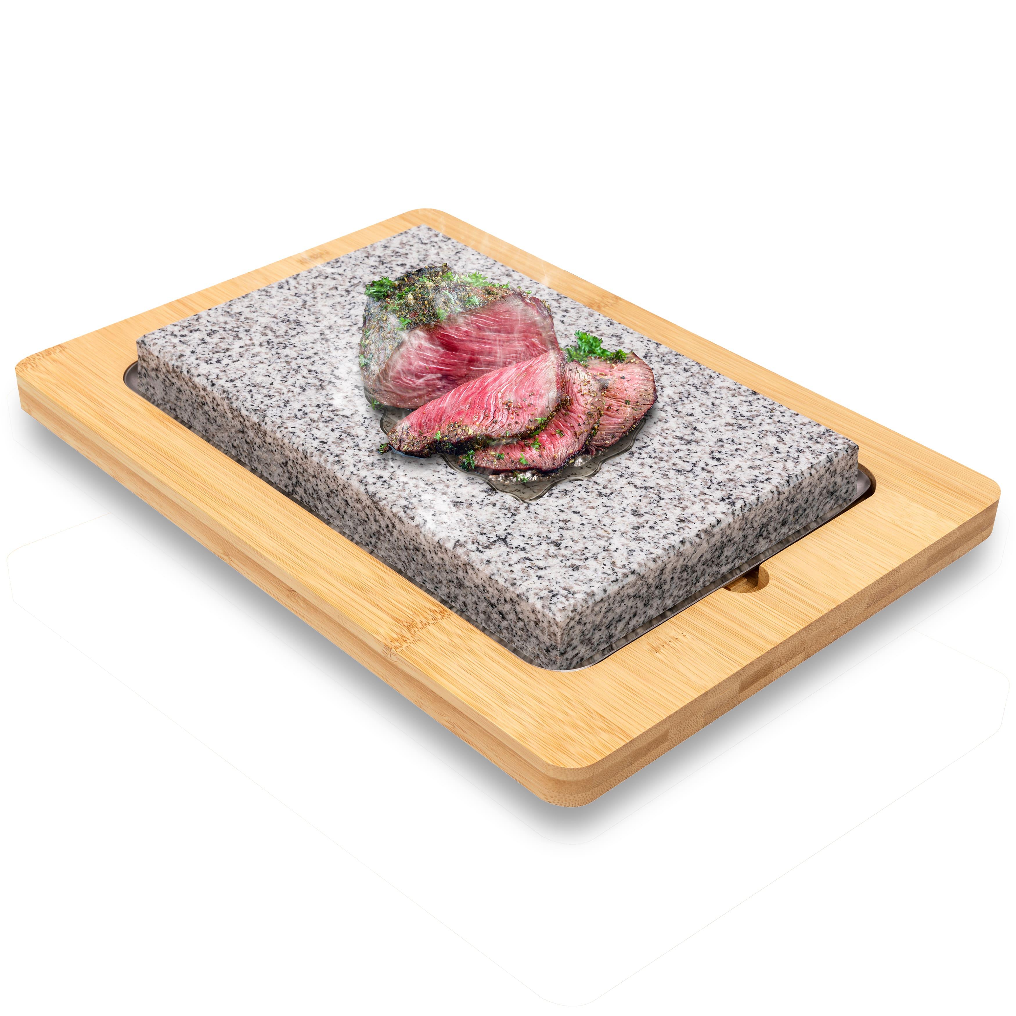 Image of Nutrichef Sizzle Hot Cooking With Bamboo Plate, Tabletop Grill With Non-slip Handles, Adjustable Temperature Control, Max. 550°f Heat – Perfect For Meat And Vegetables