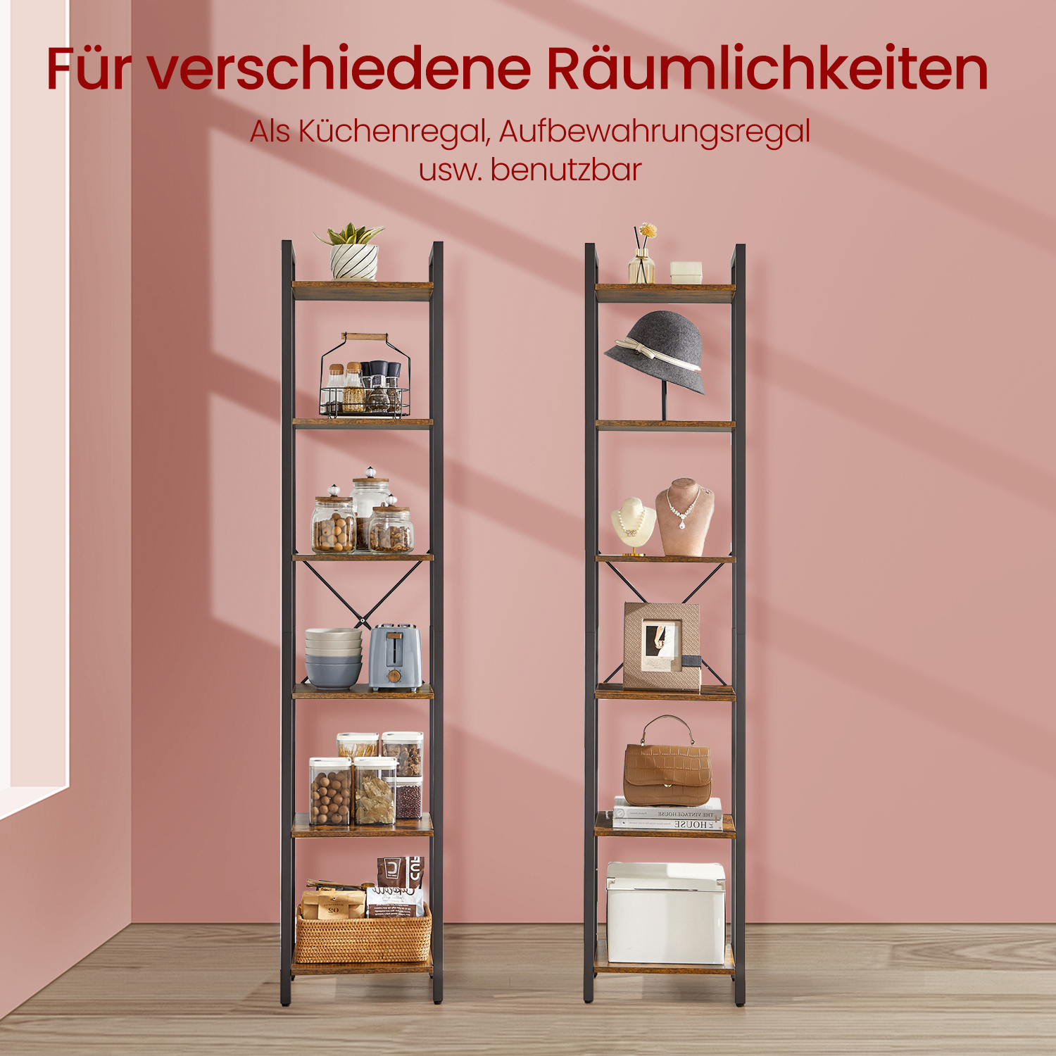Image of Royal, Bookshelf, Floor Shelf, Dvd Shelf, With 6 Levels, Office Shelf, Open Compartments, Office, Living Room, Bedroom, Kitchen