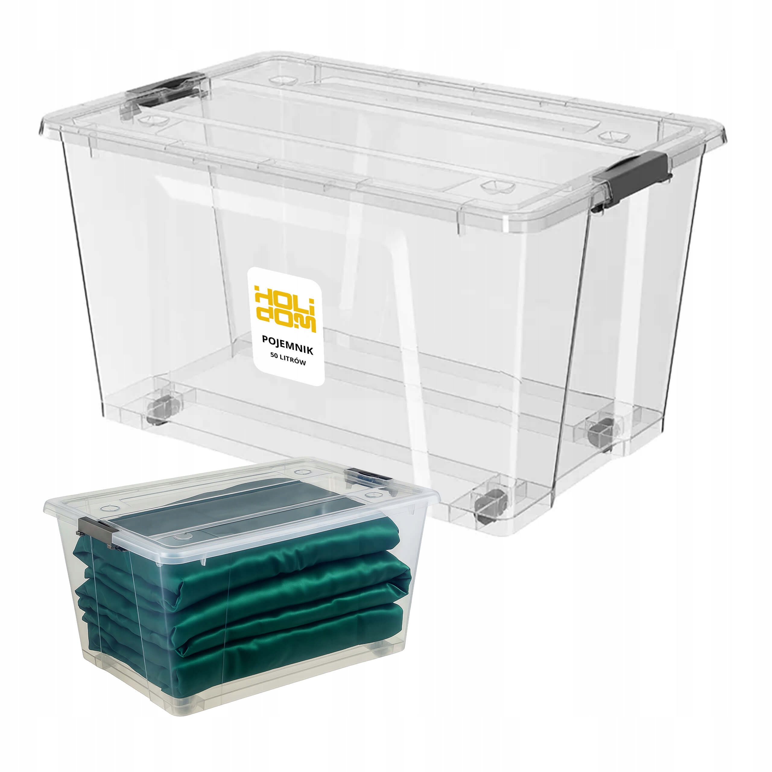 TEMU Plastic Container With Lid 50l On Wheels Large Plastic Box For Clothes Toys Bedding Blankets