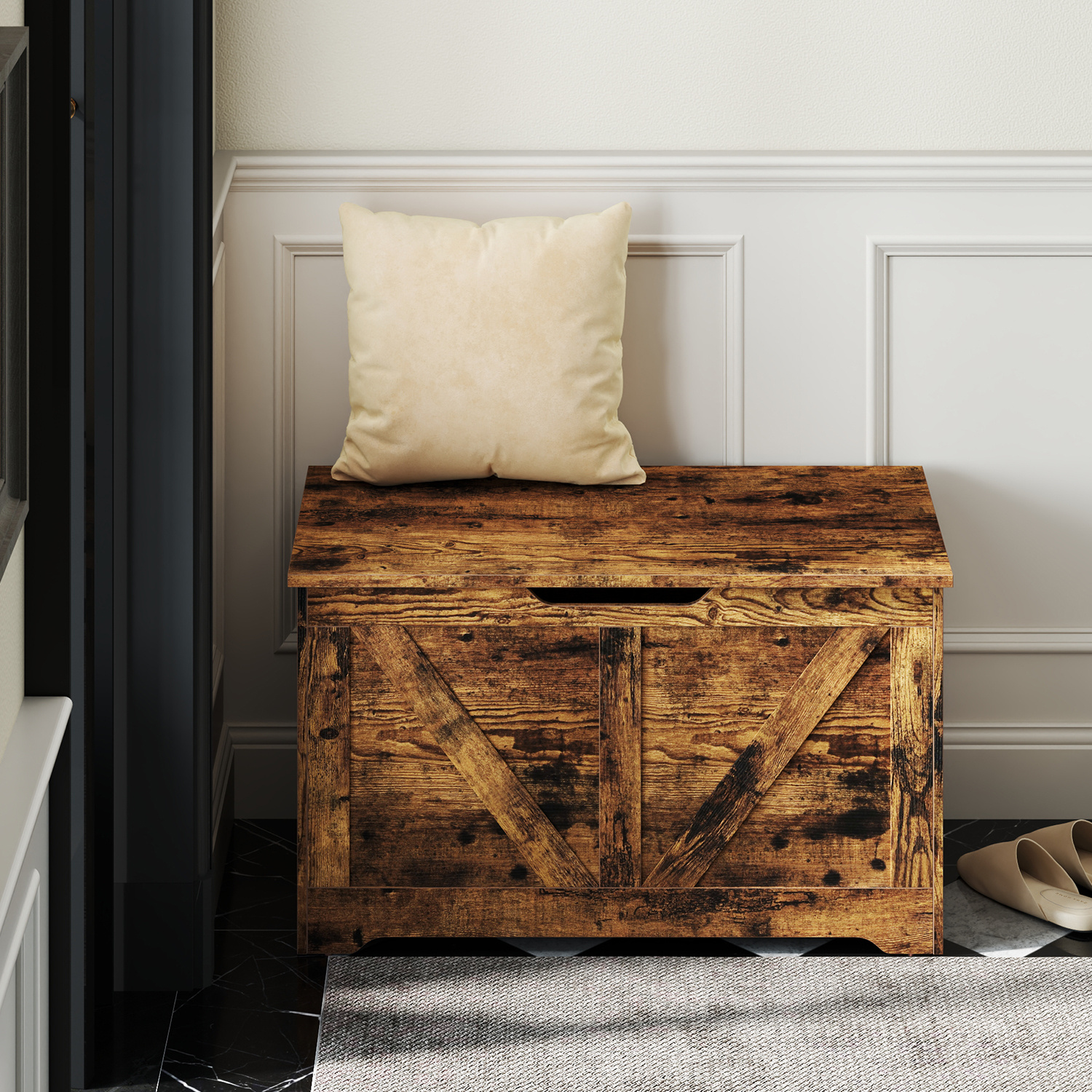 Shoe, With Storage, Storage Ottoman, 2 Safety Hinges, Storage Cabinet, For Hallway, Bedroom, Living Room