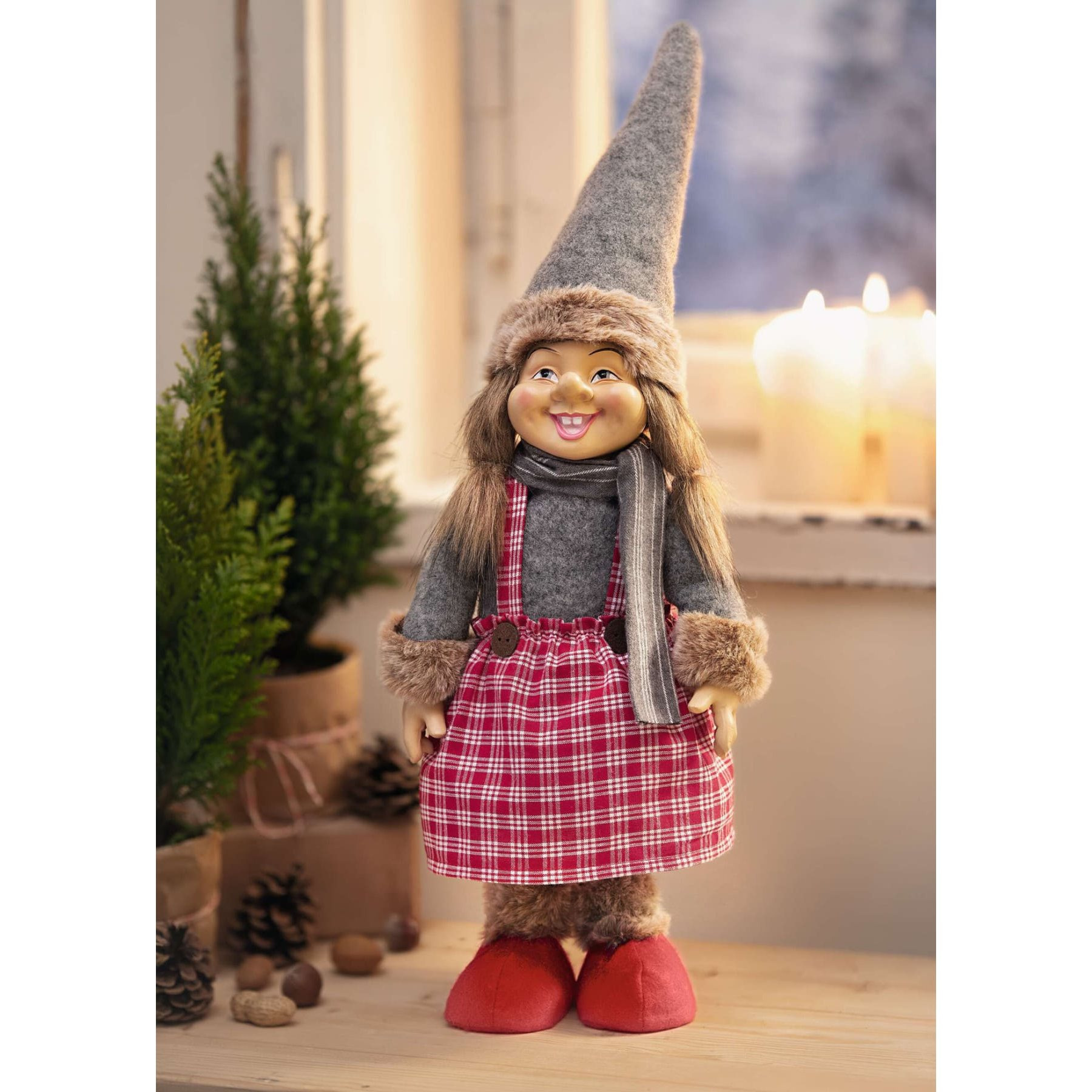 TEMU " Elf Girl, Tall, Movable , Winter Decoration, Textile Decorative Elf, Christmas Elf, Christmas Decor