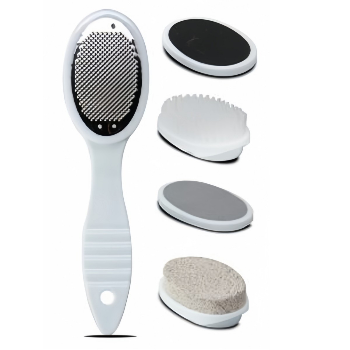 TEMU ZYLX SHOPPING – Set Pedicura 5 en 1 | Lima de Pies, Pumice, Cepillo y Accesorios Intercambiables | Cuidado de Pies 23×6 cm