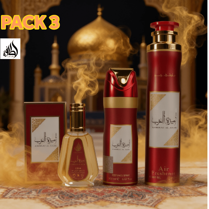 TEMU Combo Ameerat Al Arab – perfume 50ml + body spray 200ml + ambientador 300ml, estilo oriental duradero - Pack aromático de cítrico y con base