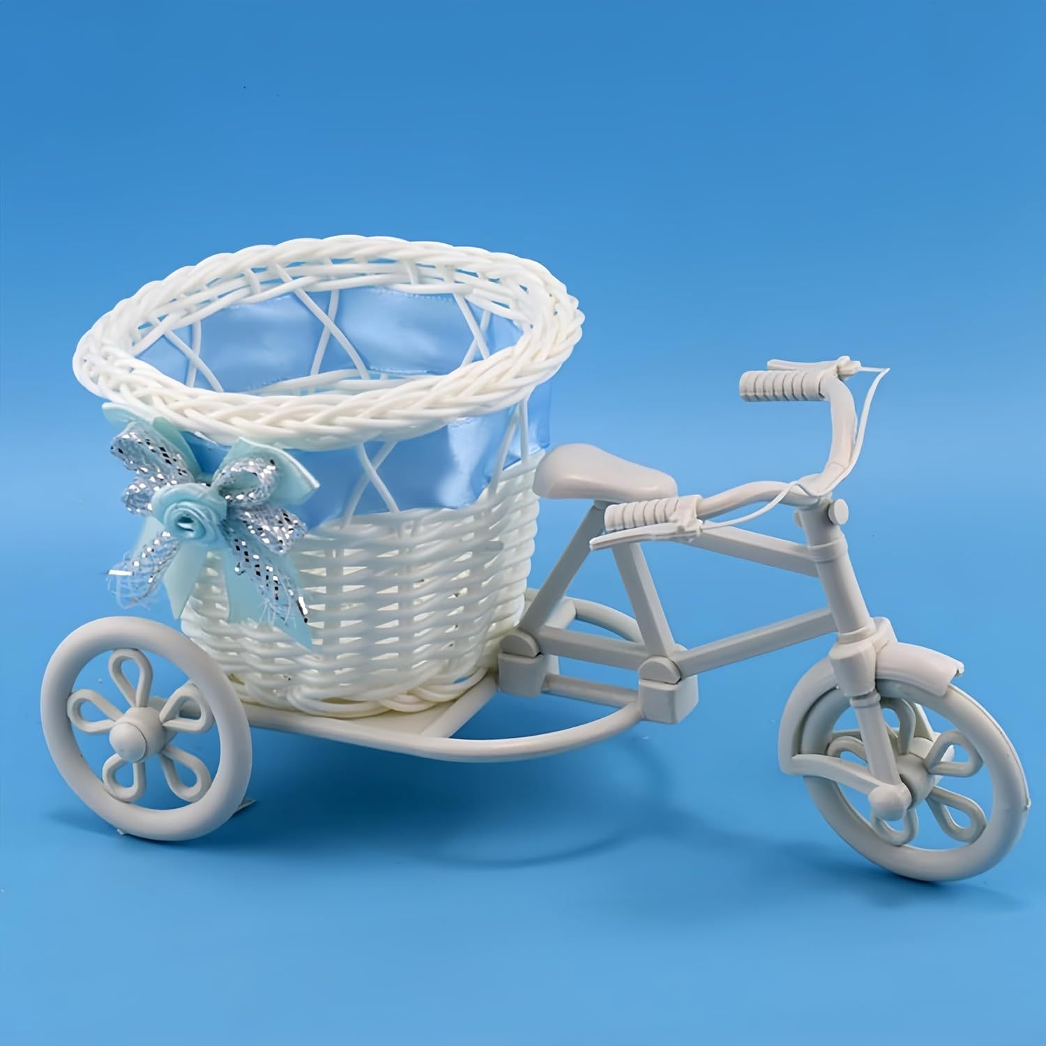 TEMU Mini Cestino a Forma di Bicicletta con Nastro Decorativo, Portaconfetti Bomboniera per Matrimonio Battesimo Baby Shower Decorazione Tavolo