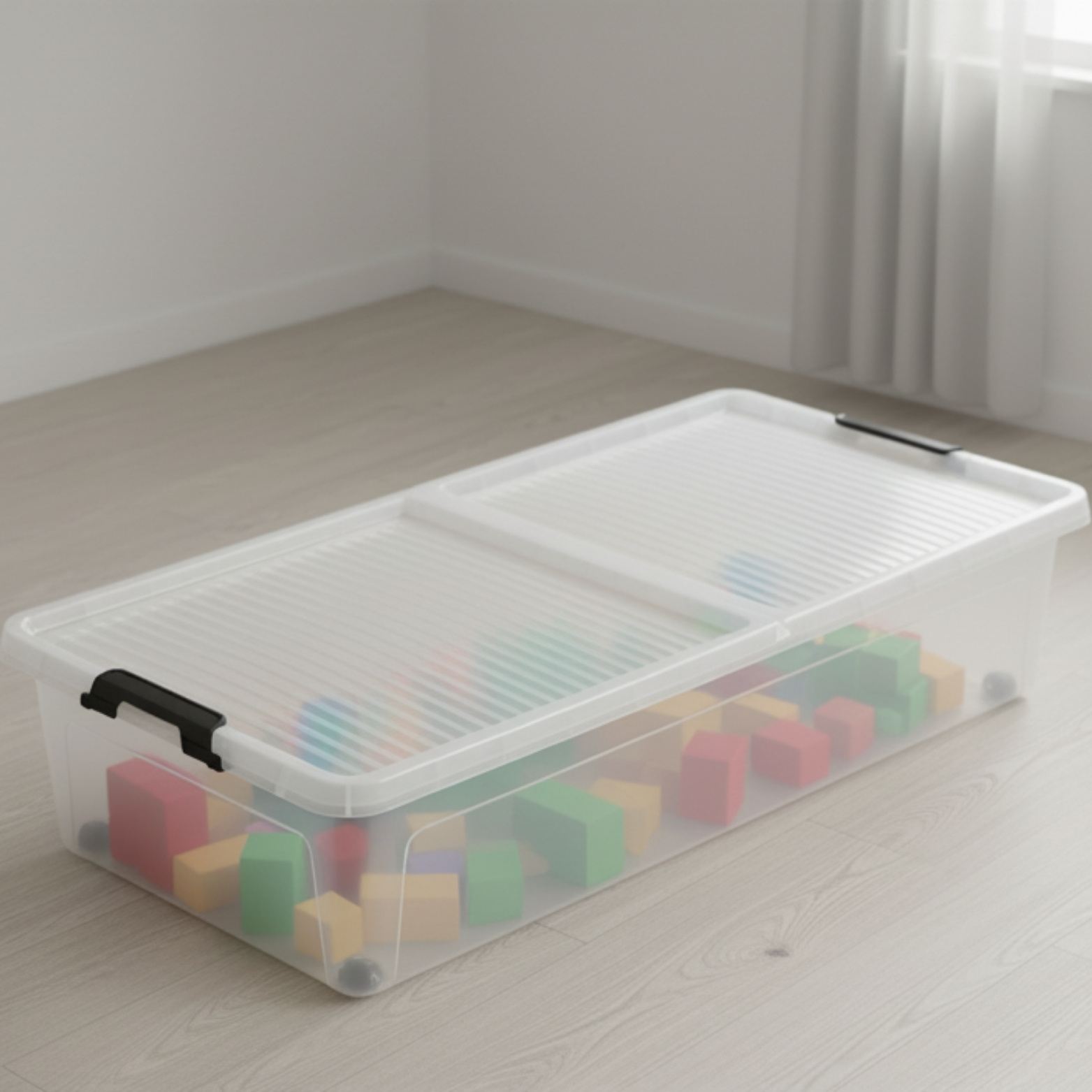 4 Under-bed Storage Boxes, 32 Liter, With Wheels