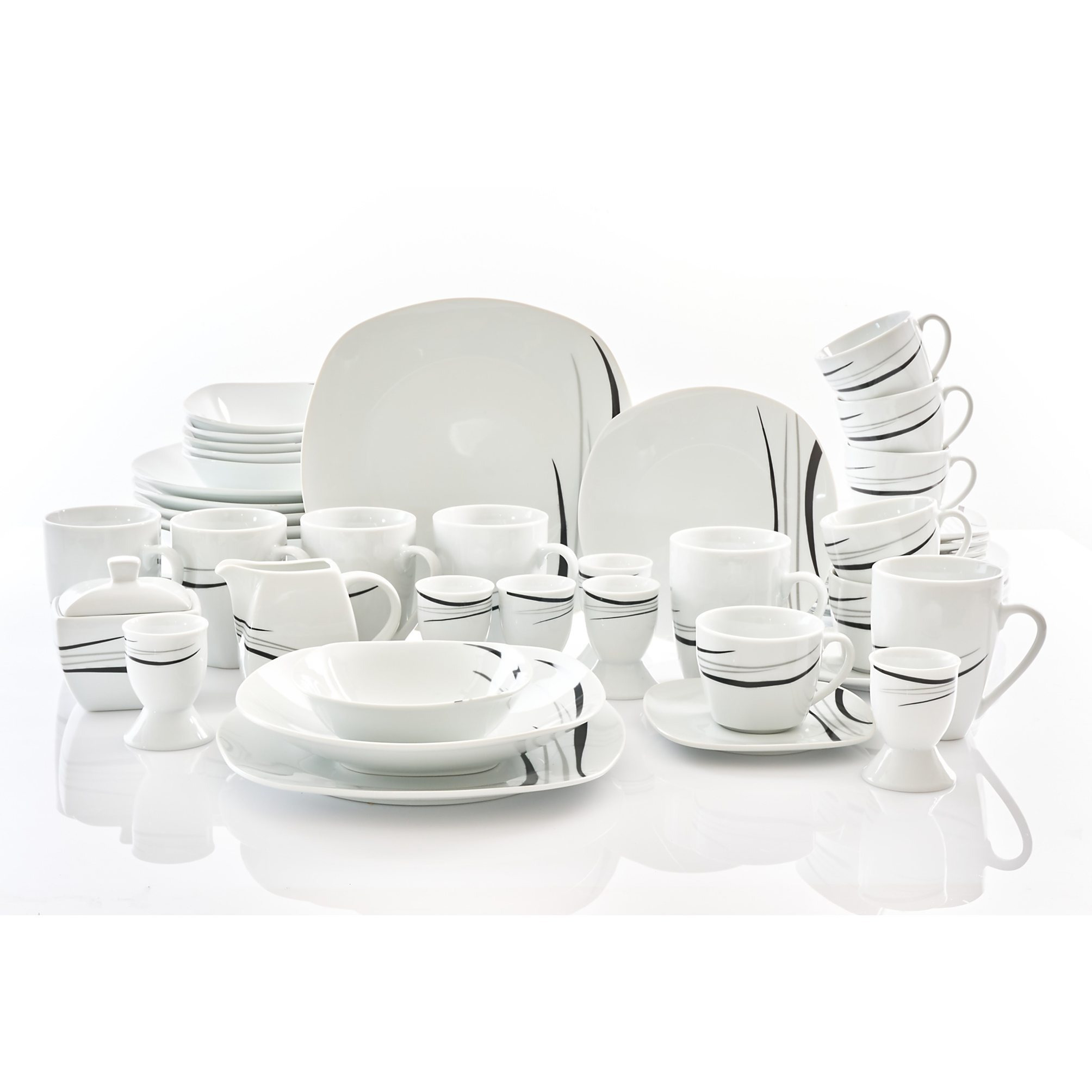 Arzberg 62-piece Dinnerware Set For 6, Porcelain, Square