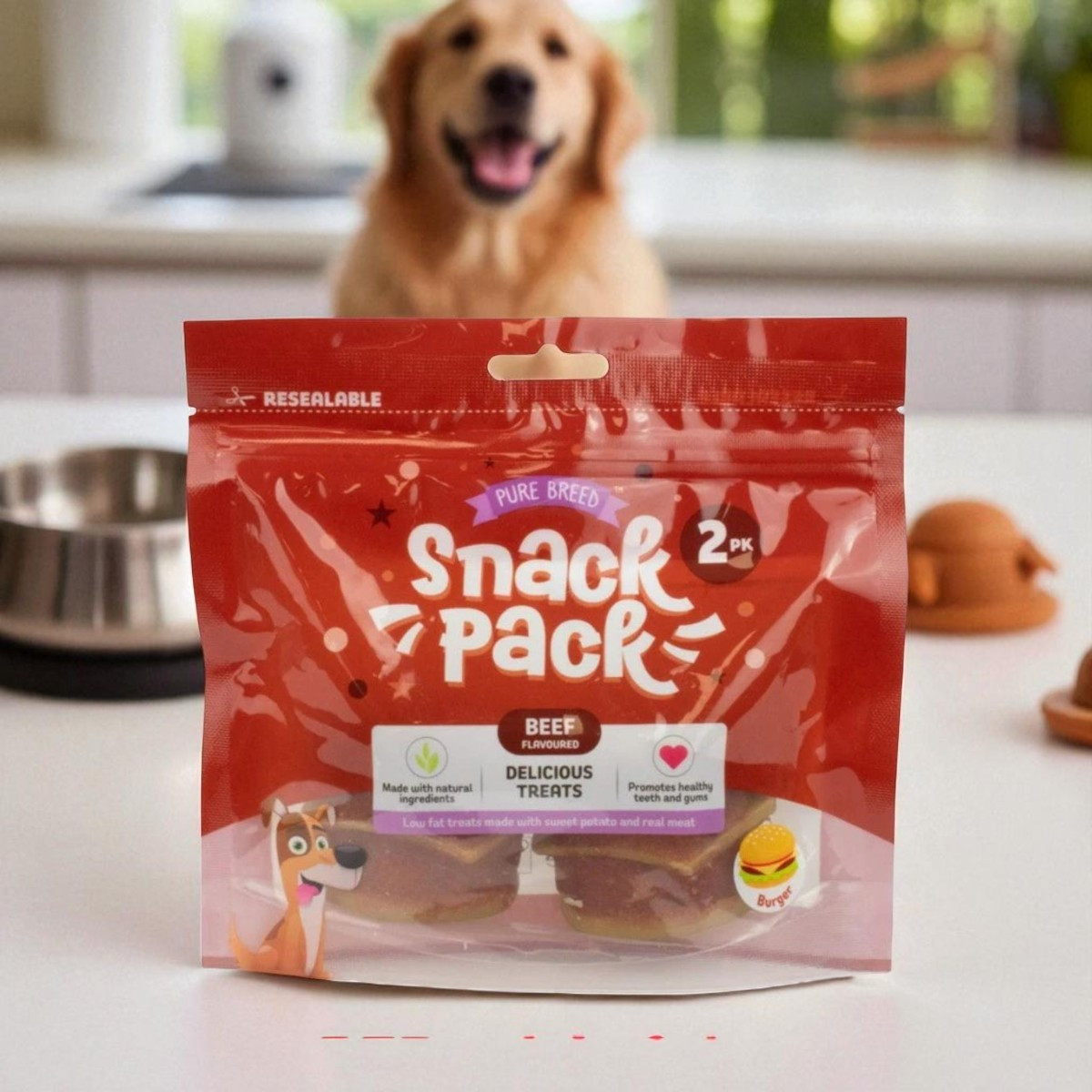 TEMU Beef Flavor Dog Chew Treats – 3-pack | Natural, Bites With Real Meat & Sweet Potato – Low-fat Dog Snacks For All Breeds