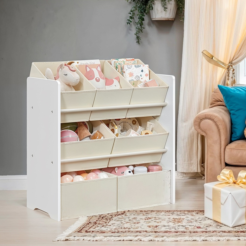 E-shop Regal, Bücherregal, mit 7 Aufbewahrungsboxen aus Vliesstoff, Arbeitszimmer, geräumig, 29,5 x 62,5 x 60 cm