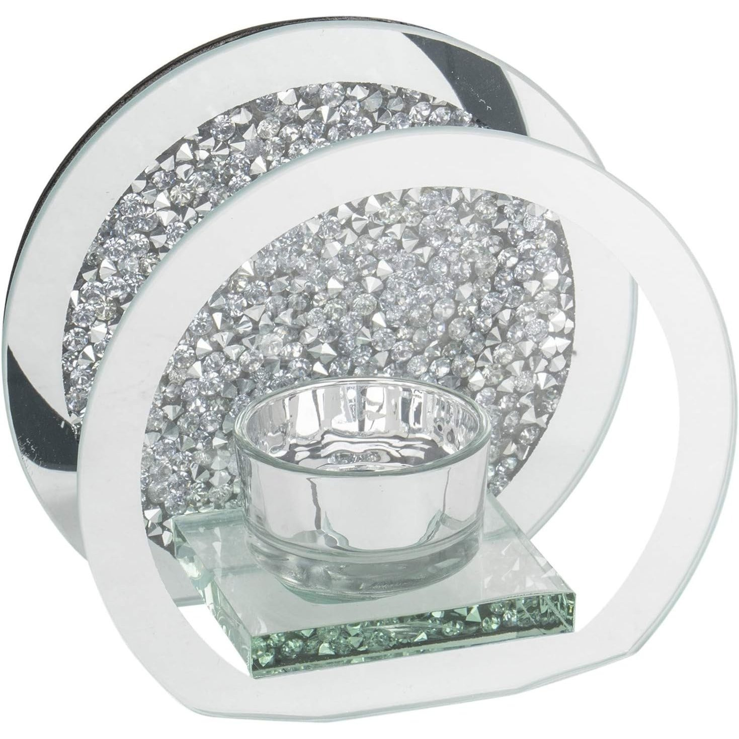 TEMU 's ® Elegant Crushed Tealight Candle Holder With Mirror Glass – Decorative Glass Walls For Home Decor And Special Occasions