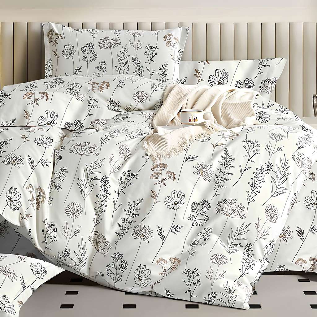 Nordic Style Floral Print Bedding Set: 1 Duvet Cover + 2 Pillowcases, Enhances Home