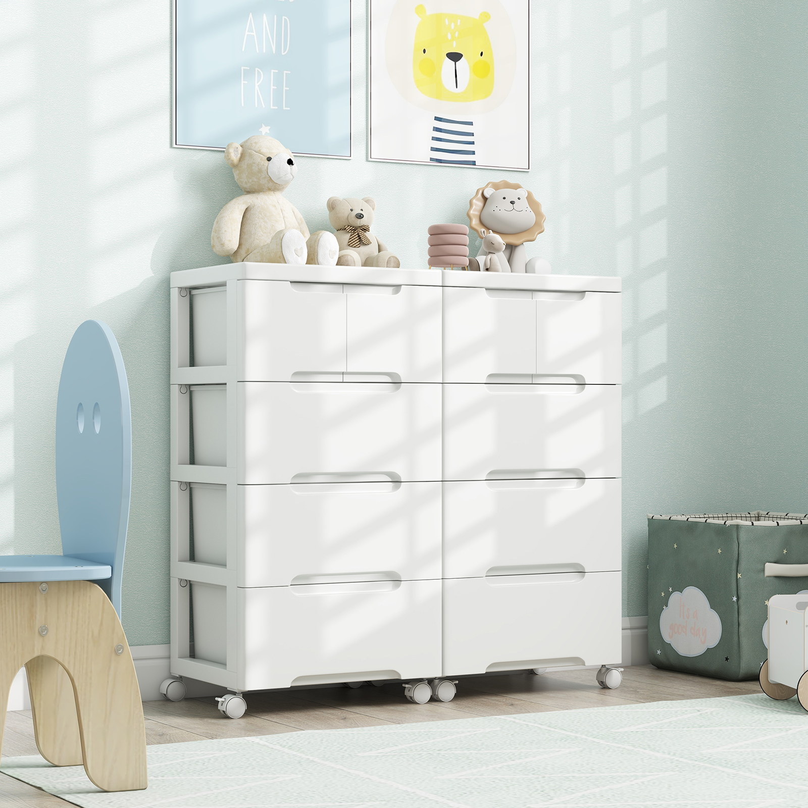 Rolling Storage Cabinet, Vertical Storage Unit With 5/6/7 Drawers, Universal Wheels & Lockable Wheels, Storage Cart Container, Plastic Arts Crafts Organizer For Home Office Salon, White