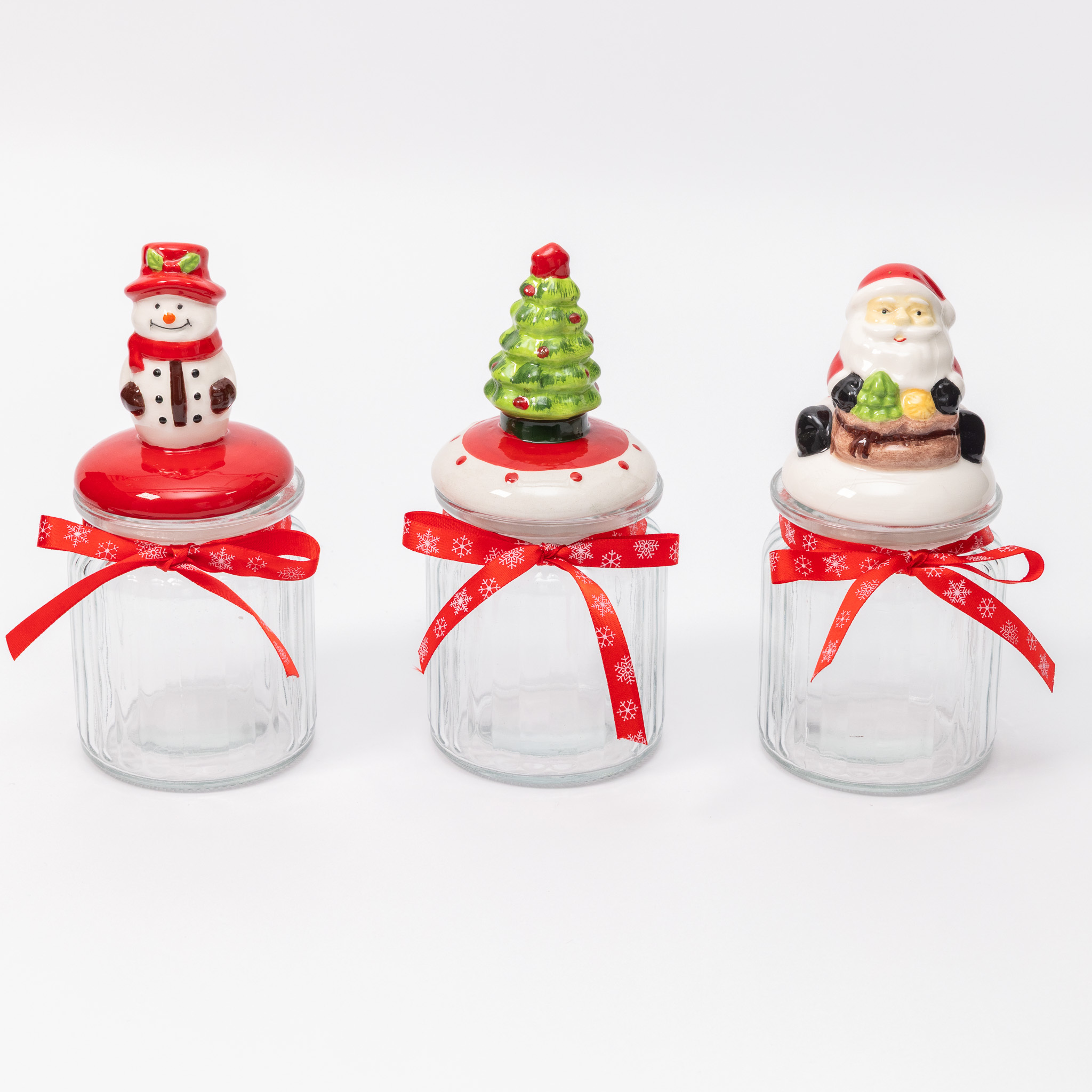 TEMU Evelay 3 Christmas Glass Jars With Lids – Santa, Tree & Penguin Design | Festive Storage For Sweets & Treats