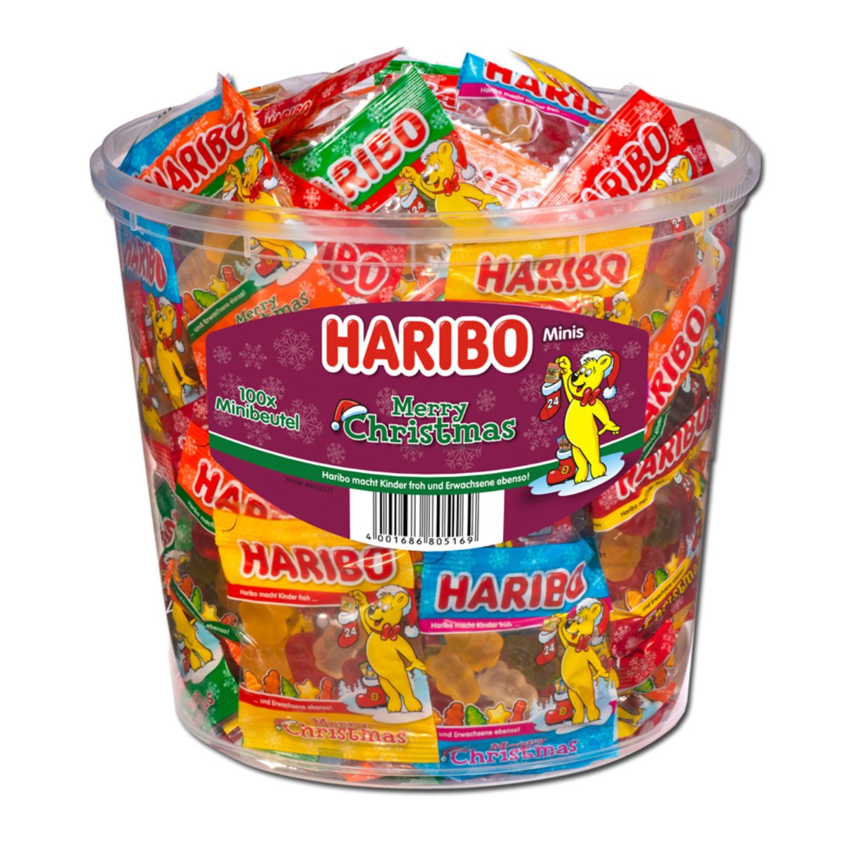 Image of Haribo Merry Christmas 100 X Bags In The Storage Tin 980g