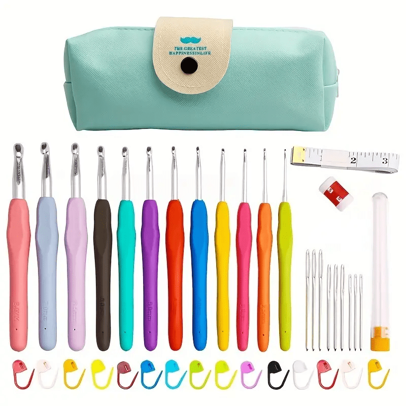 41pack crochet hooks set multicolor crochet kits for beginners adults ergonomic knitting needles kit with case weave yarn craft set 2 0 8 0mm