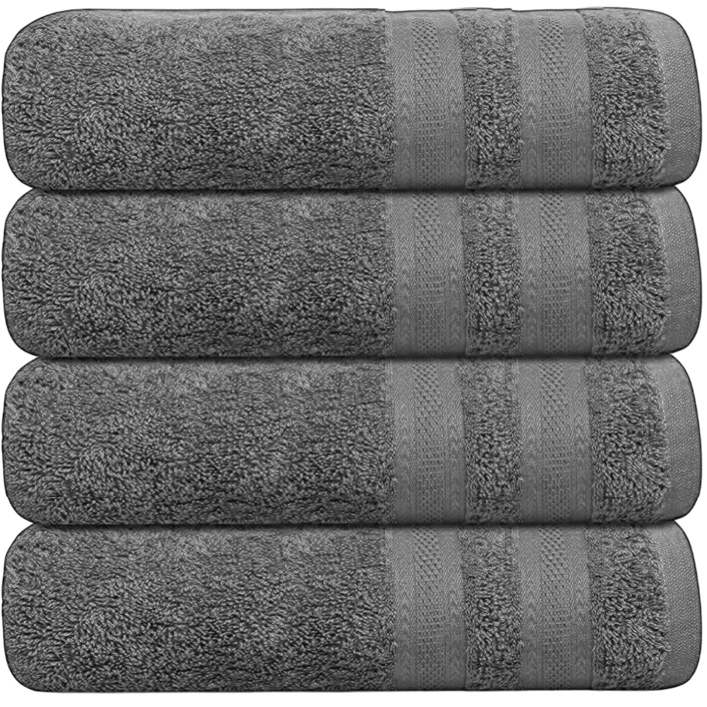 TEMU Pack Of 4 Towels Set 100% Ultra Soft & Absorbent Washcloths 500gsm