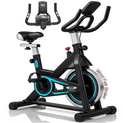 exercise bike indoor cycling bike stationary cycle bike with heart rate sensor comfortable seat cushion lcd screen and 8kg flywheel cycling for home cardio workout fitness training