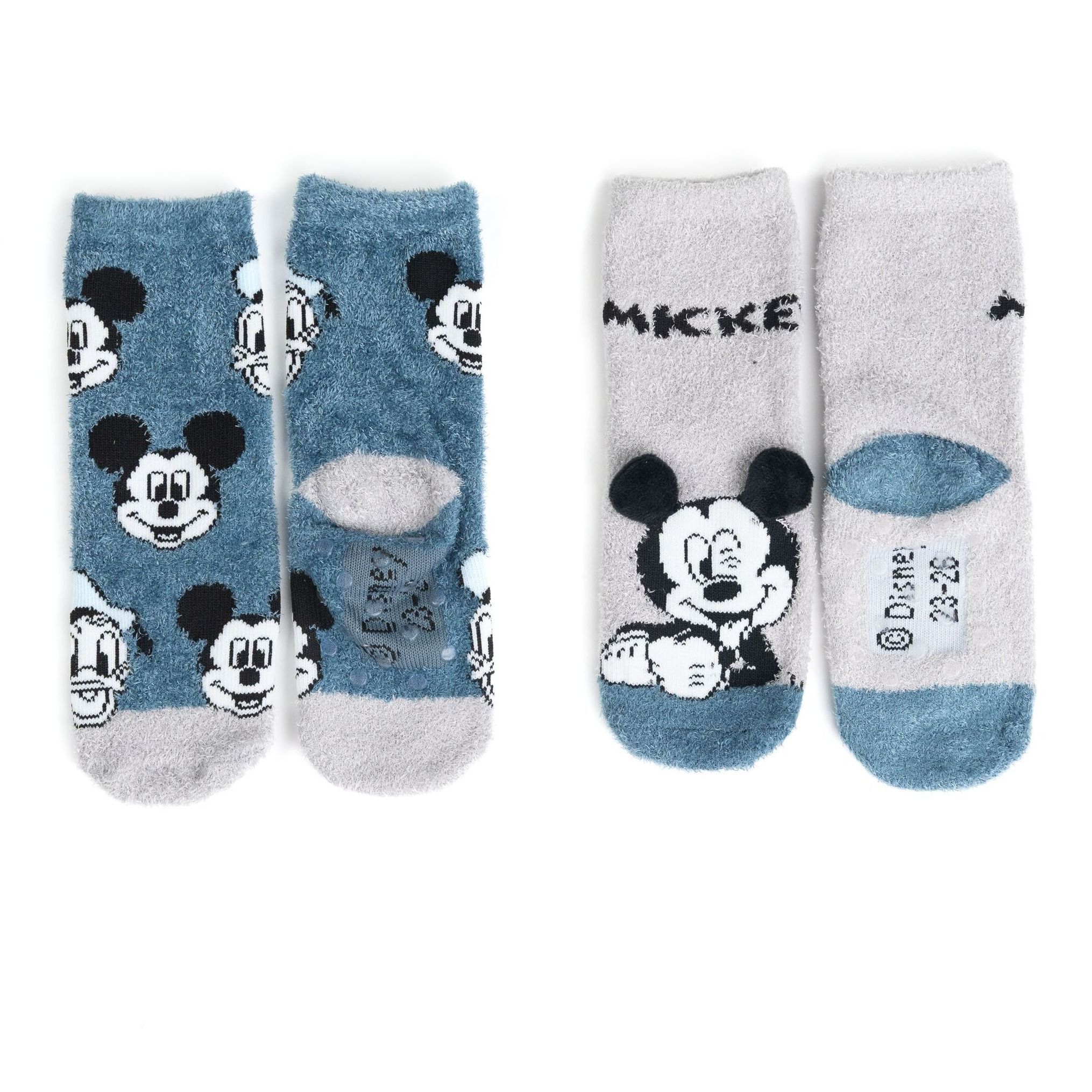 Mouse 3d Abs Plush Socks For Boys - Fluffy Kids' Winter Socks Anti-slip Socks Warm Little Socks Grey/blue (2-pack)