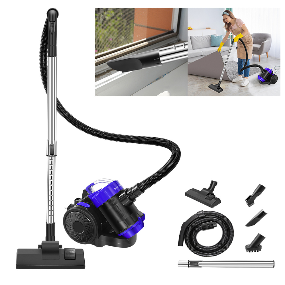 Image of Bagless Vacuum Cleaner, Compact Cylinder Vac Cleaner With Hepa Filter, 1.5l Dust Collection Cup, Large Head Brush, 2-in-1 Nozzle, Flat Nozzle And Brush Head, Automatic Cord , For , Carpet And Car