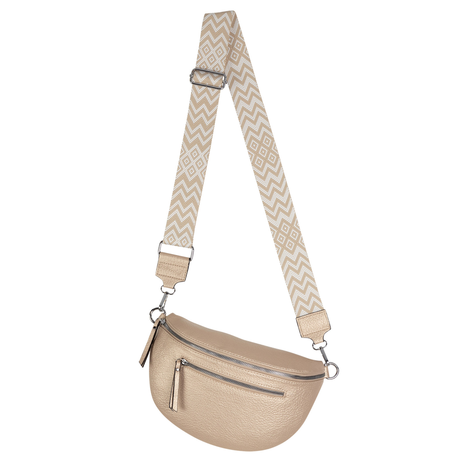 Image of Fanny Pack Sling Bag Crossbody Bag Hip Bag Faux Leather Italy-design Gold Dimensions: 28cm X 17cm X 10cm Including Shoulder Strap