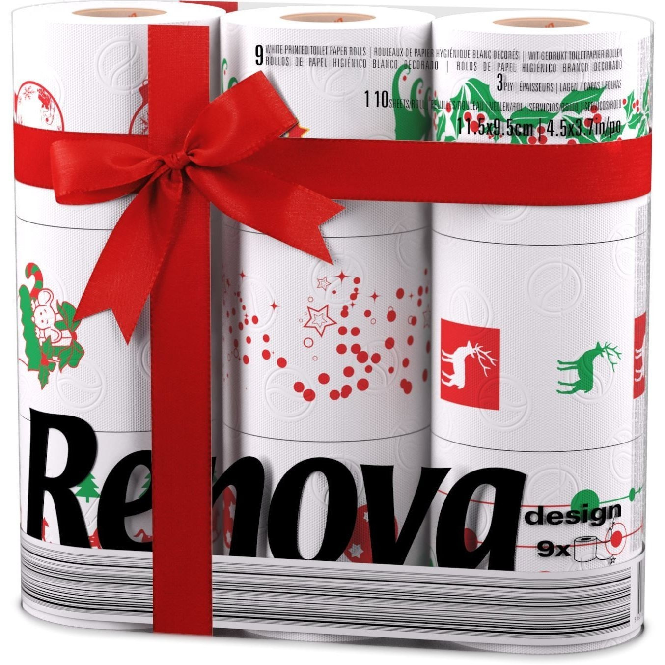 TEMU Renova Christmas Toilet Paper – 9 Pack, 3-ply Soft & Absorbent Festive Holiday Rolls With Unique Xmas Prints – Fun Decorative Bathroom Tissue –
