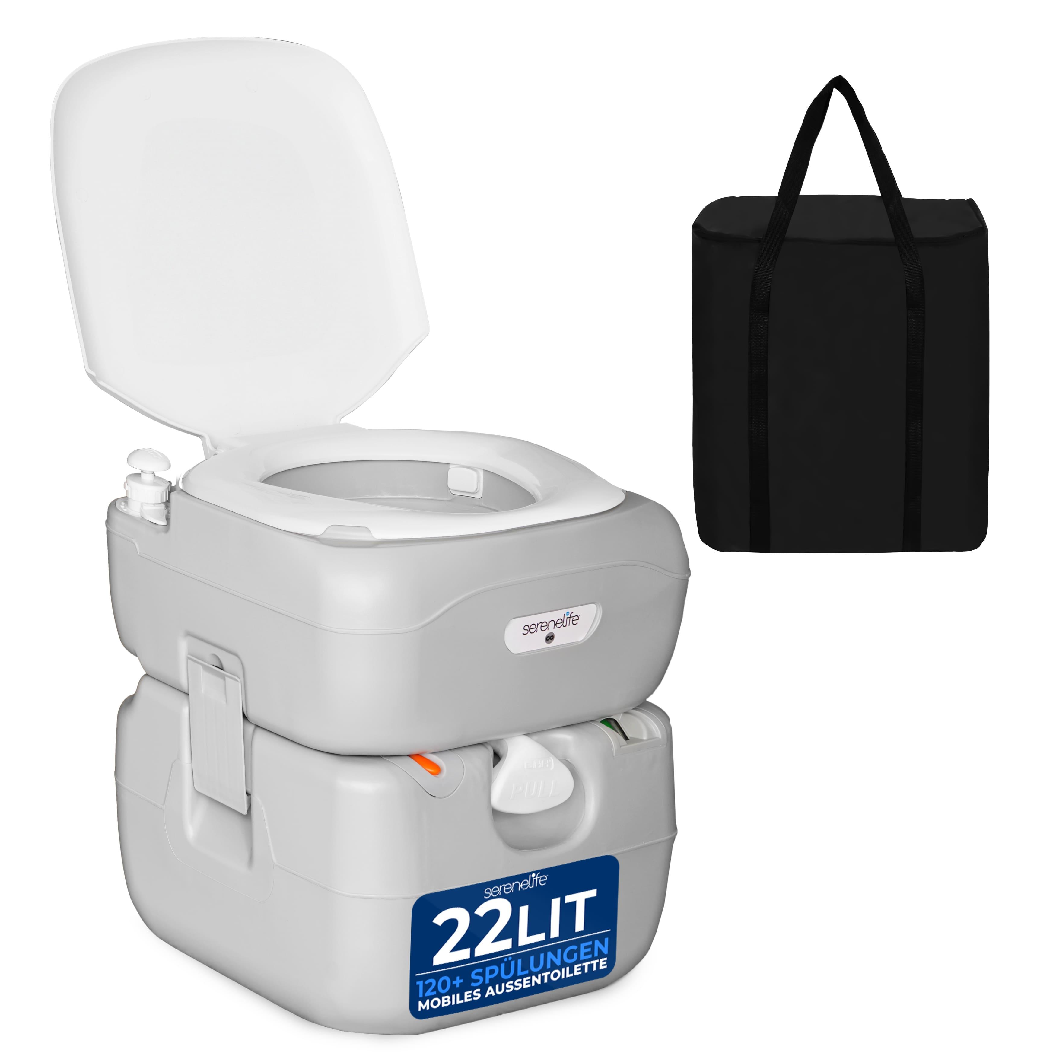 Image of Portable Potty - Portable Camping Toilet With Chemicals, 22l Waste Water & 12.1l Fresh Water - For Camping, Travel, Children & Adults - Up To 130 Flushes - Lightweight (6.6kg)