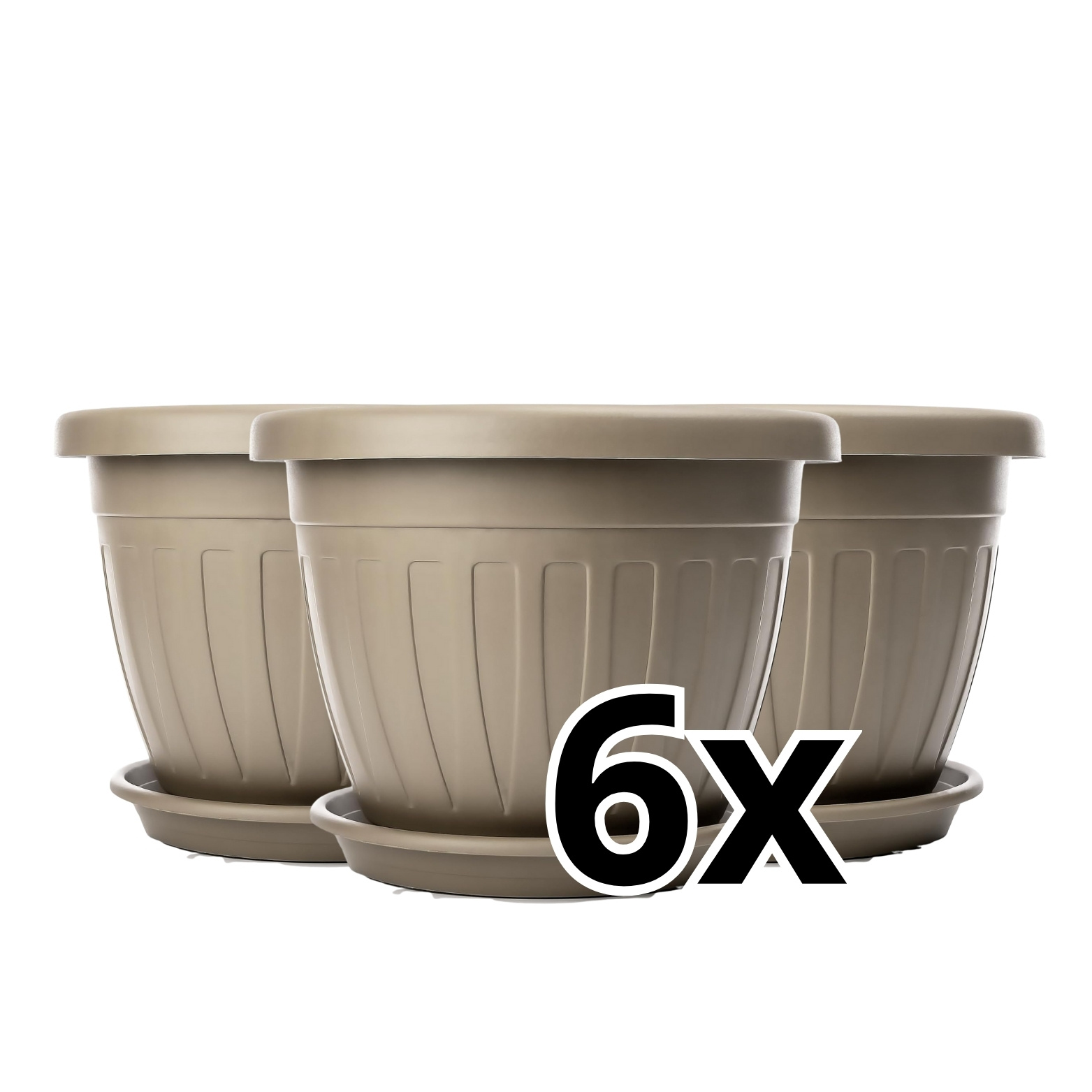 6x Flower Pot With Coaster, Diameter 50 Cm