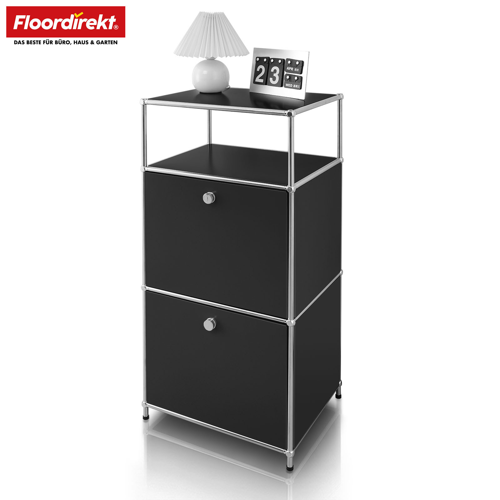 Image of Floordirekt Metal Shelf Epure Mk-120, W50 X D40 X H100 Cm, Lockable Compartments & Practical Storage Space