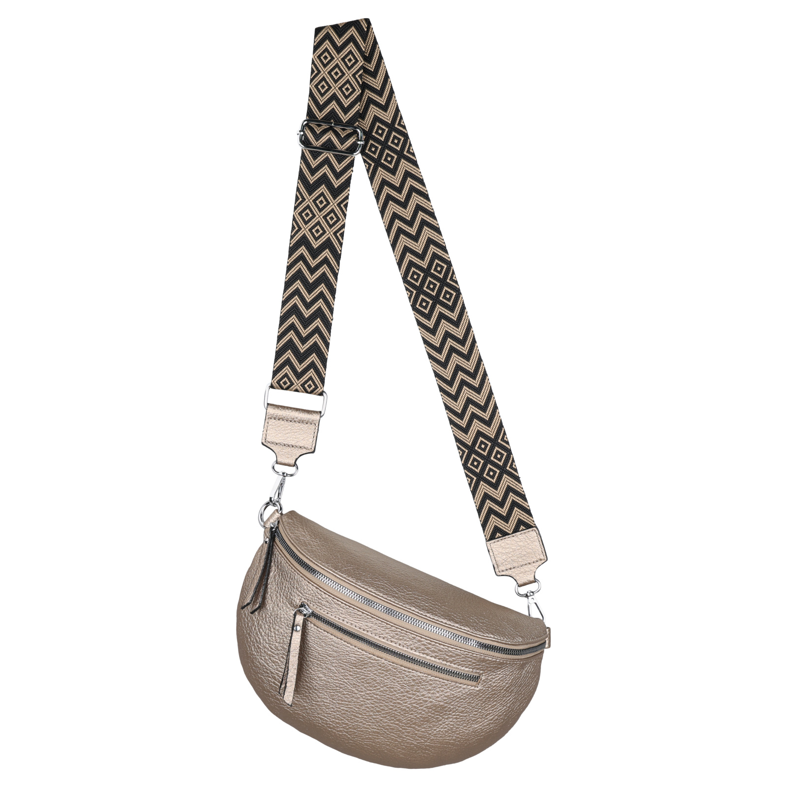 Fanny Pack Shoulder Bag Crossbody Bag Hip Bag Faux Leather Italy-design Golden-w