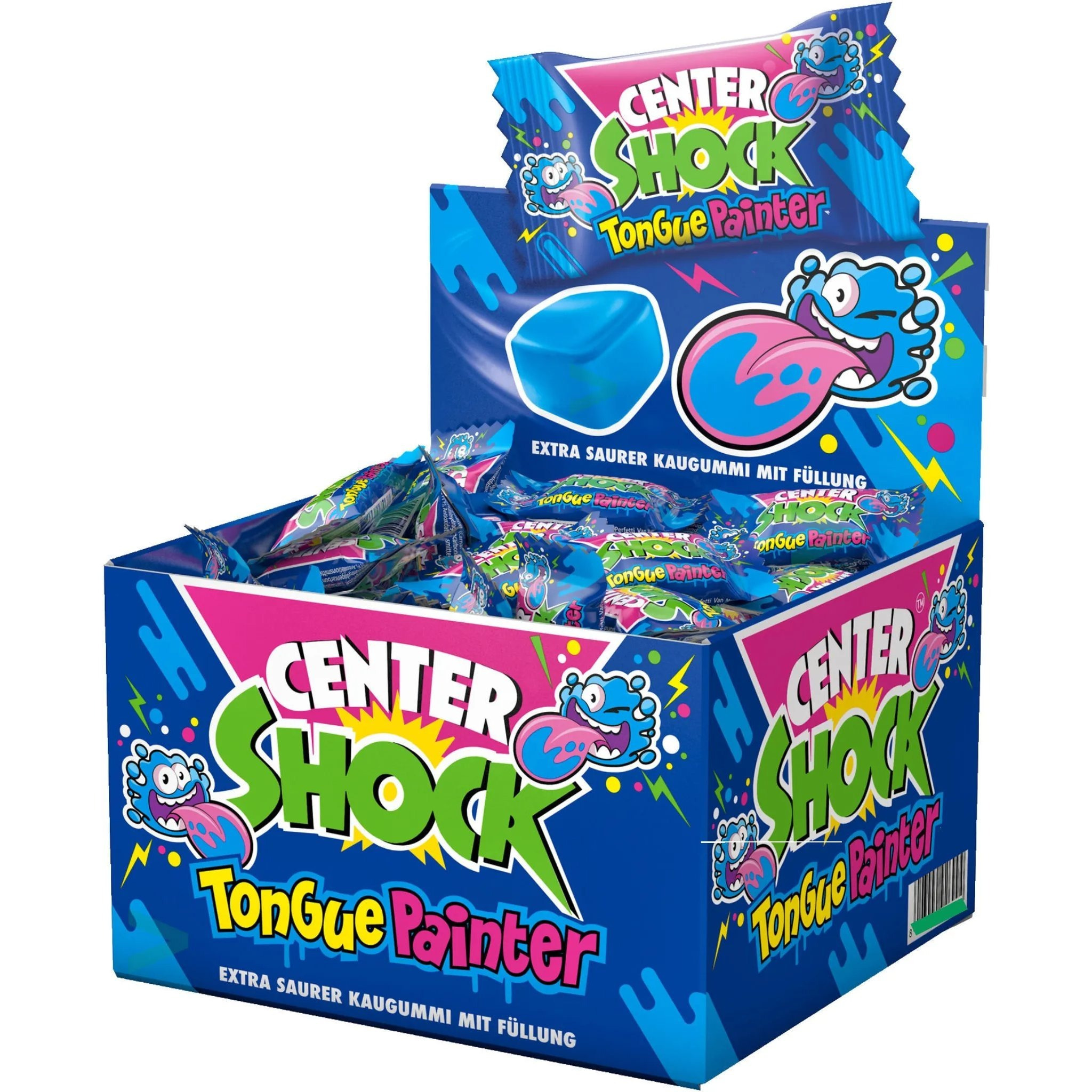 Center Shock - Tongue Painter - Filled Chewing Gum - 100 Pieces, 4g Each, Individually Wrapped - 400g Box