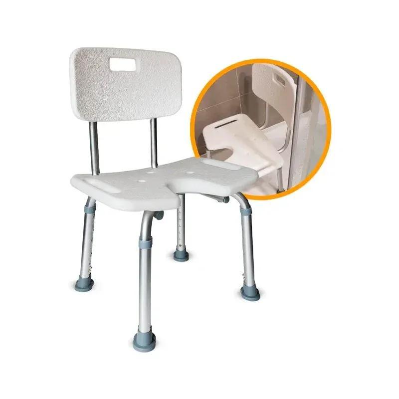 TEMU Silla de Ducha con Asiento en U y Altura Regulable - Set de Tornillos, Altura Regulable, Conteras Antideslizante, Silla para Ducha Adultos