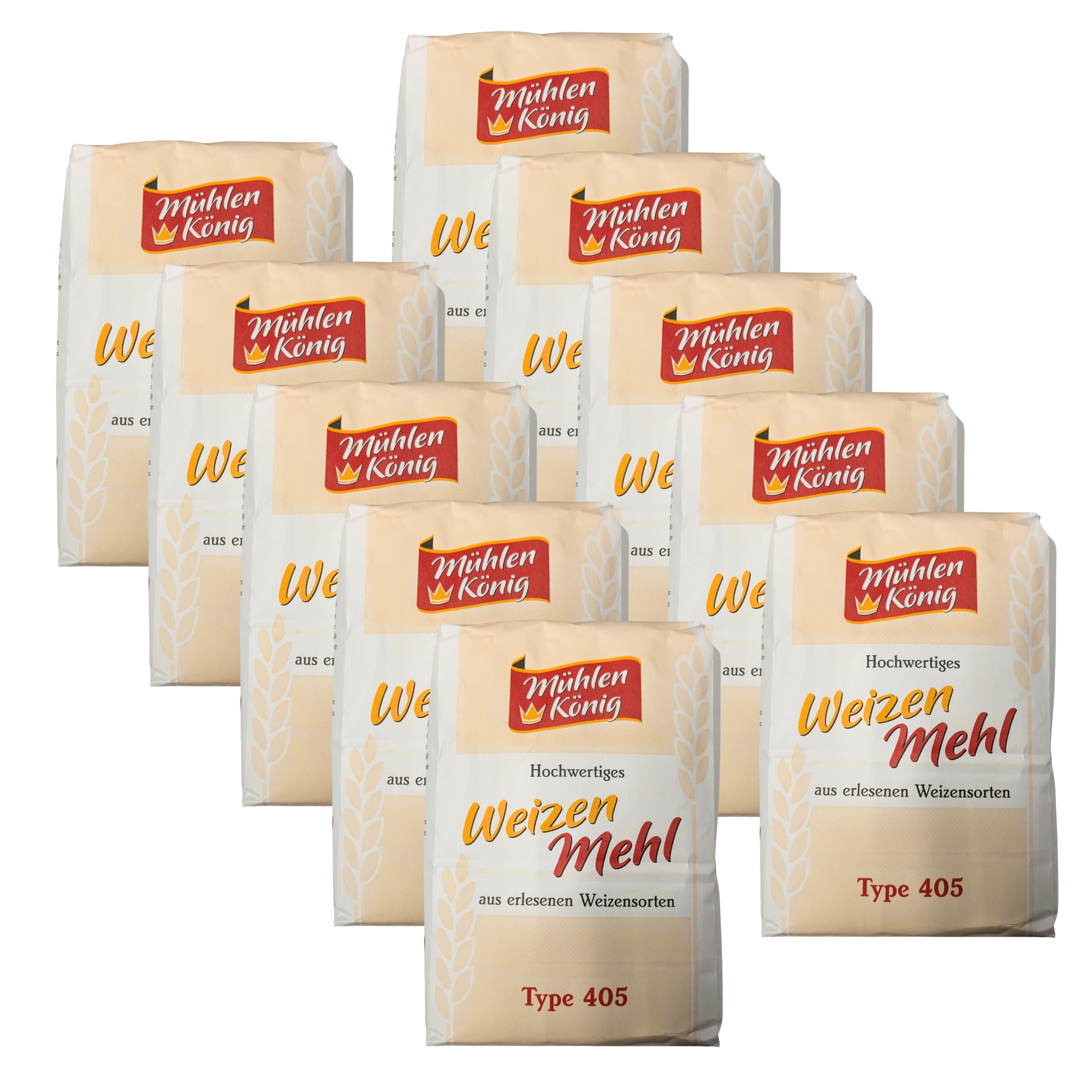 E-shop Weizenmehl Type 405 zum backen 10x 1Kg Mehl zum backen von Brot oder leckerem Kuchen / Plätzchen mit den Kindern backen