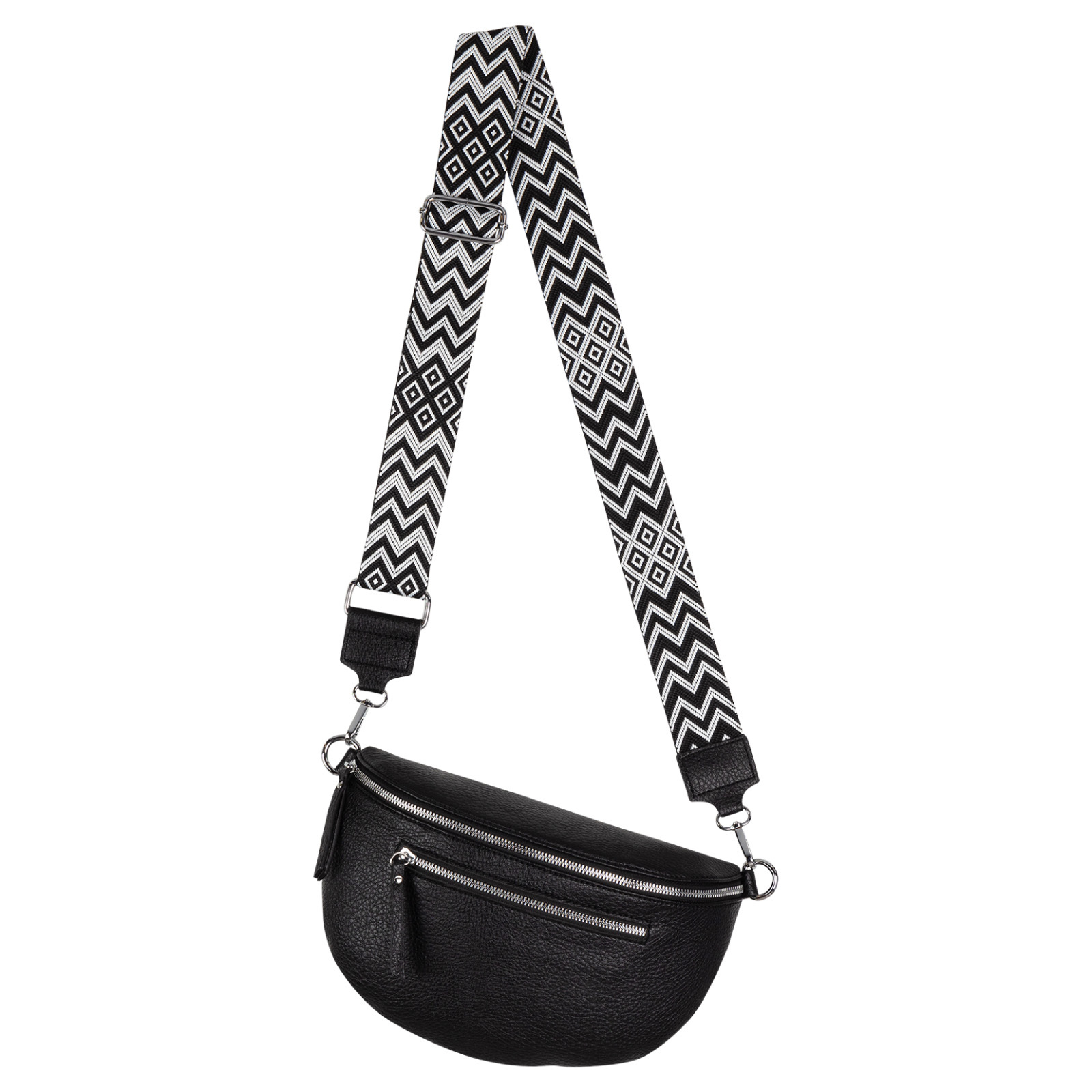 Image of Fanny Pack Sling Bag Crossbody Bag Hip Bag Faux Leather Italy-design Black Dimensions: 28cm X 17cm X 10cm Including Shoulder Strap