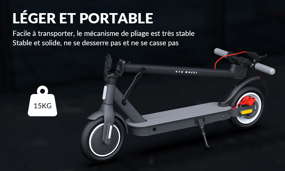Trottinette Électrique Adulte 5TH WHEEL 10 Pouces, Moteur Pic 700W, 25 km/h, Pliable avec Écran LED, Batterie 36V 7,5Ah, Autonomie Max 35 km, Suspension Arrière, Clignotants et Pneus Solides pour une Mobilité Urbaine Sécurisée