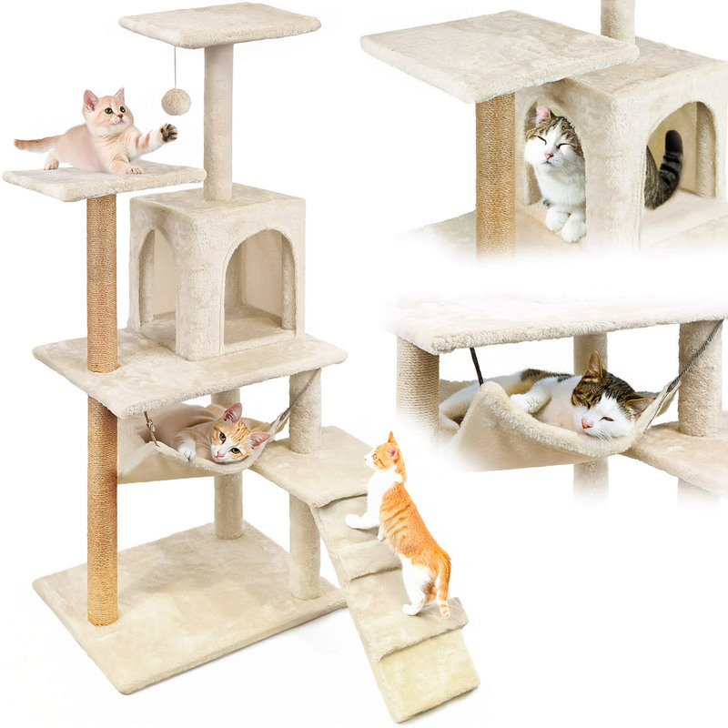 Cat Bed with Toy,  -Tier House,   Line Beige