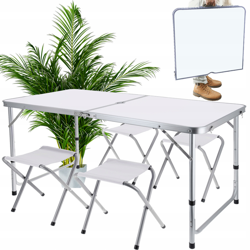 Camping Set Foldable Garden Suitcase Table + 4 Chairs