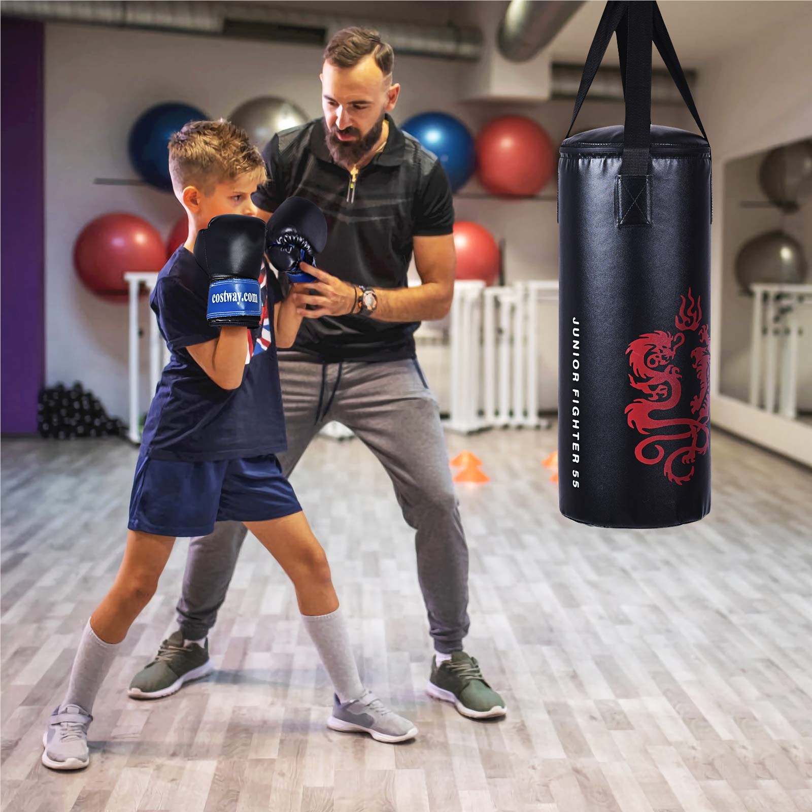 Image of 10kg Punching Bag Set With Boxing Gloves And Spring Rope, Punching Bag For Kids And Adults, Boxing Bag . Ceiling Hook For Assembly For Mma, Kickboxing, Muay Thai, Taekwondo